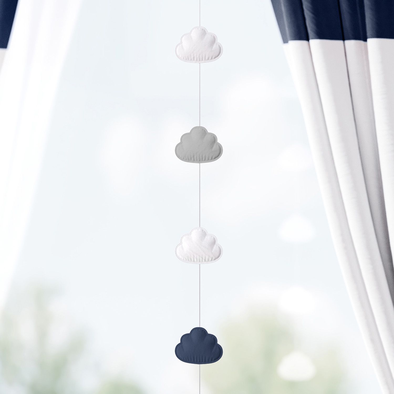 Pêndulo Cortina Nuvem Azul/Branco