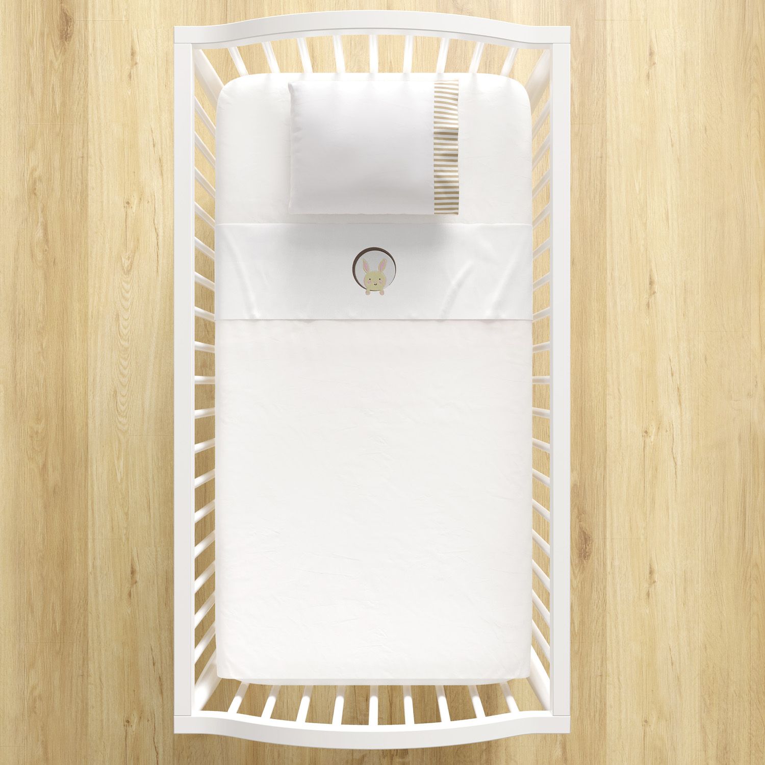 Jogo de Lençol Berço Bordado Coelhinho 3 peças