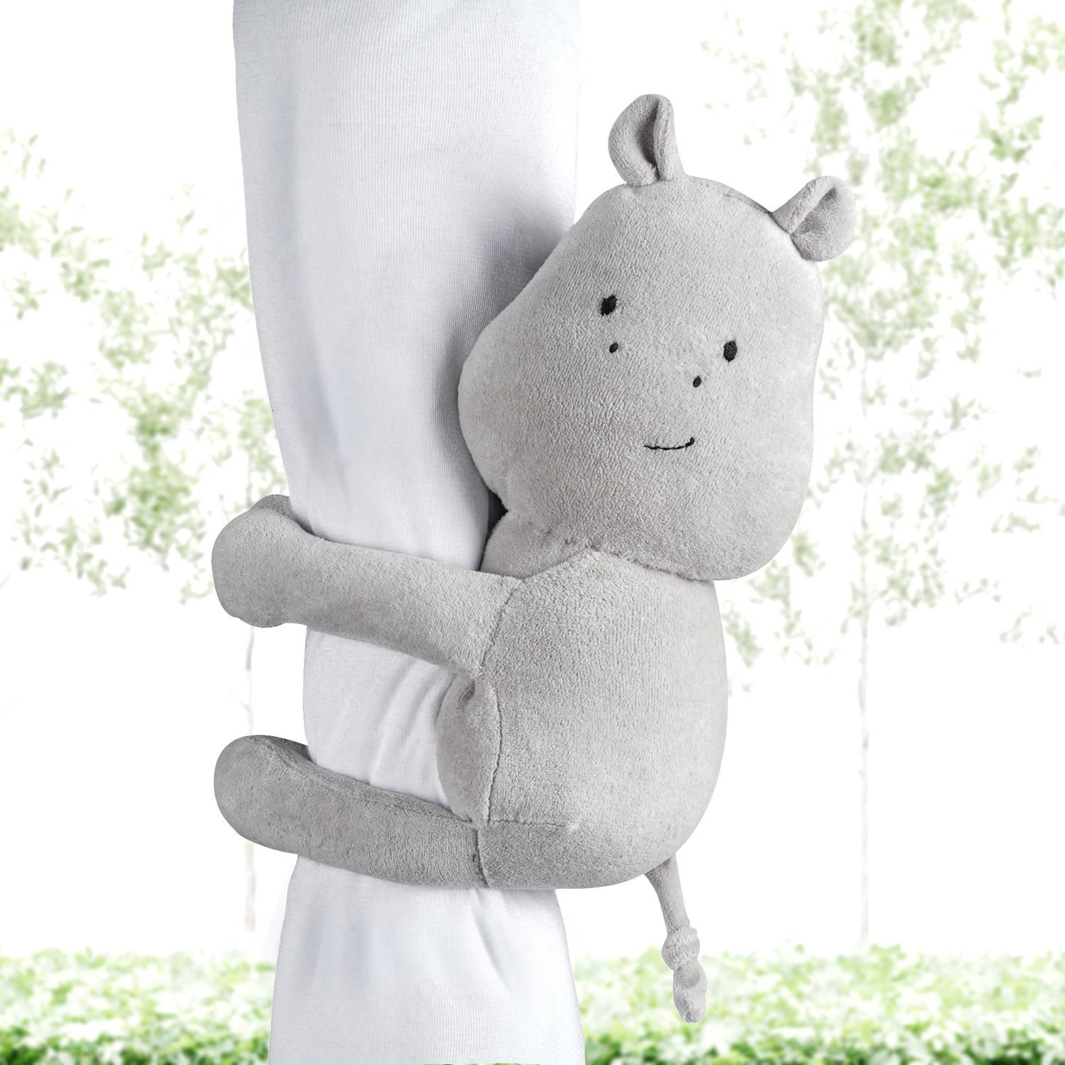 Prendedor de Cortina Hipopótamo Cinza 2 Peças