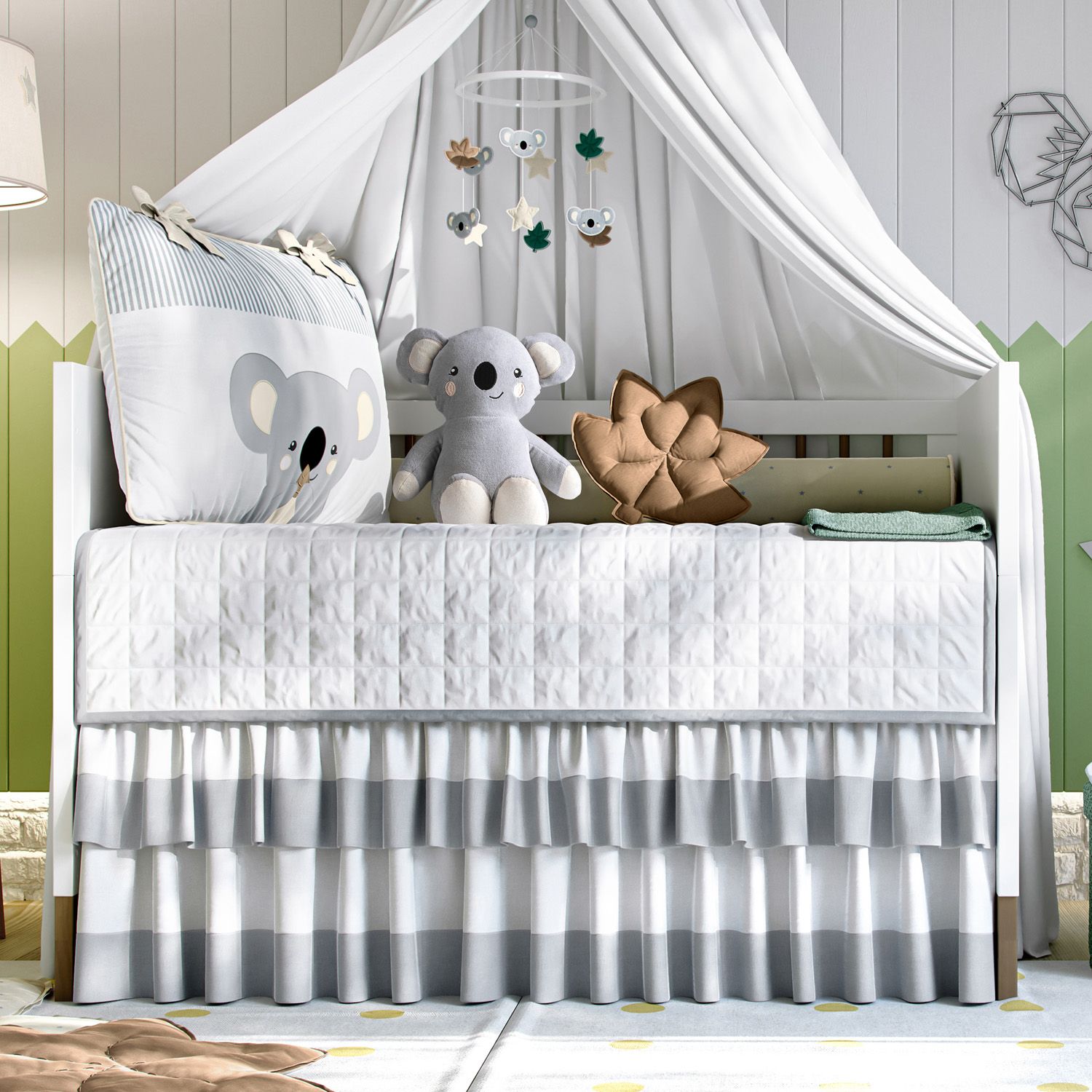 Kit Berço Coala Cinza e Bege