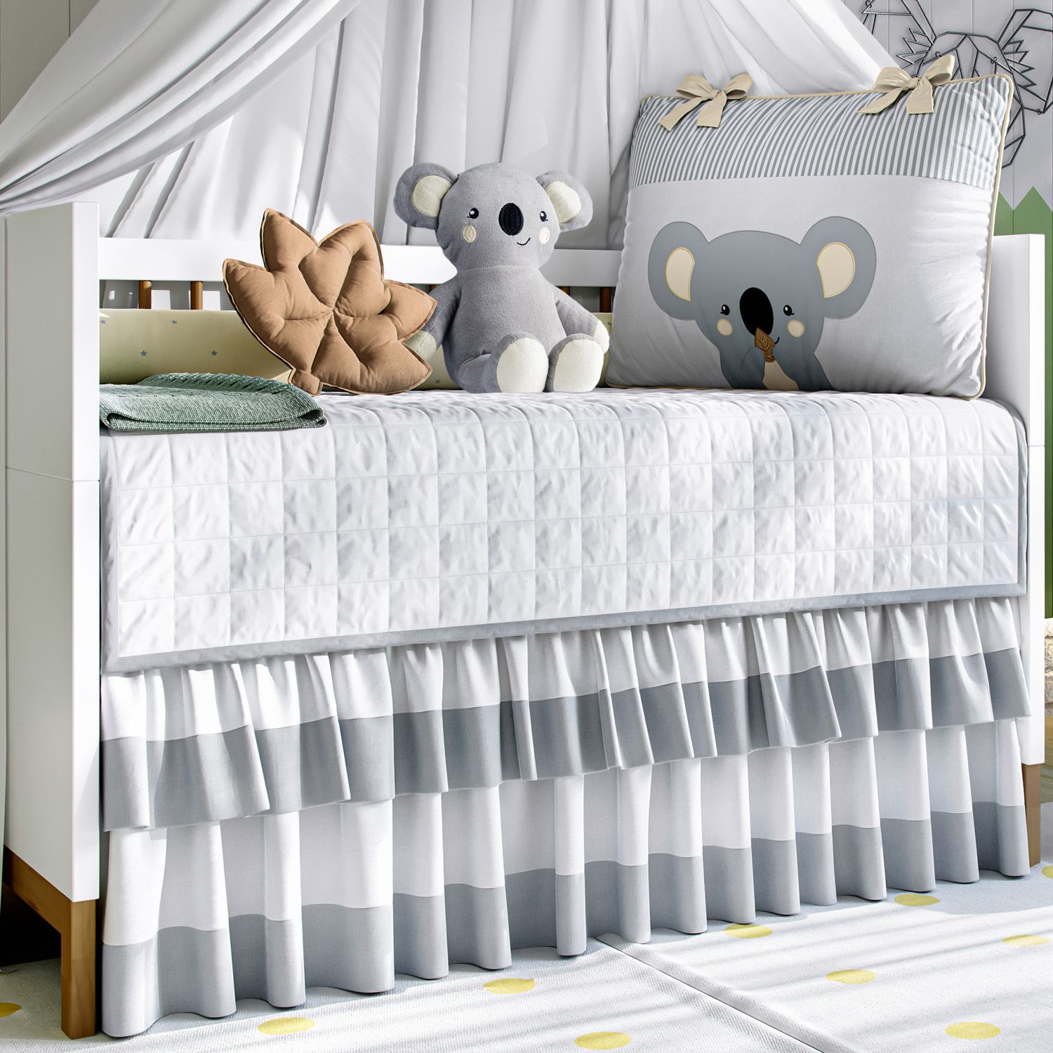 Kit Berço Coala Cinza e Bege