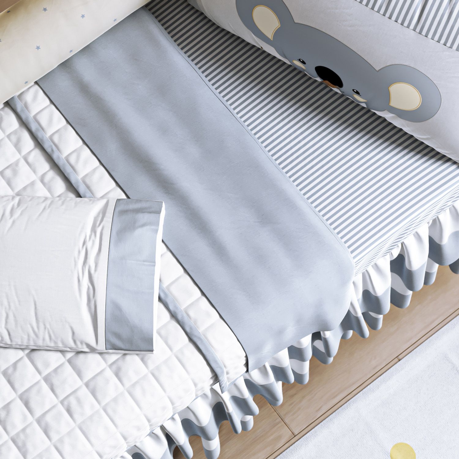 Kit Berço Coala Cinza e Bege