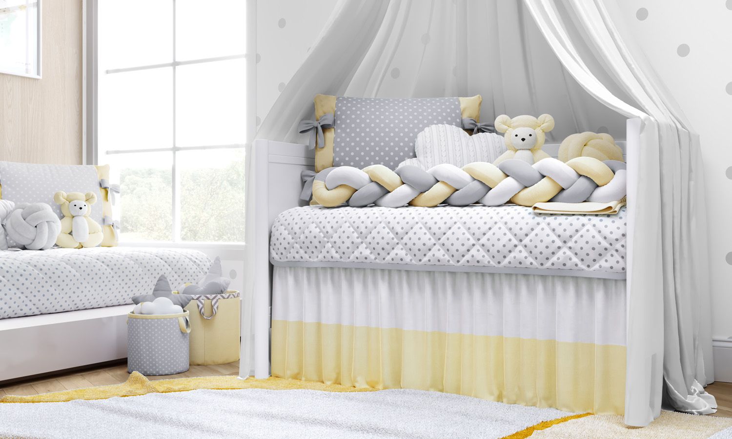 Kit Berço Trança Poá Rosa