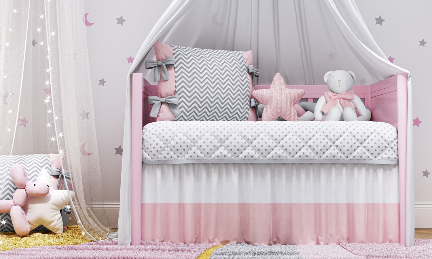 Kit Berço Trança Chevron Amarelo