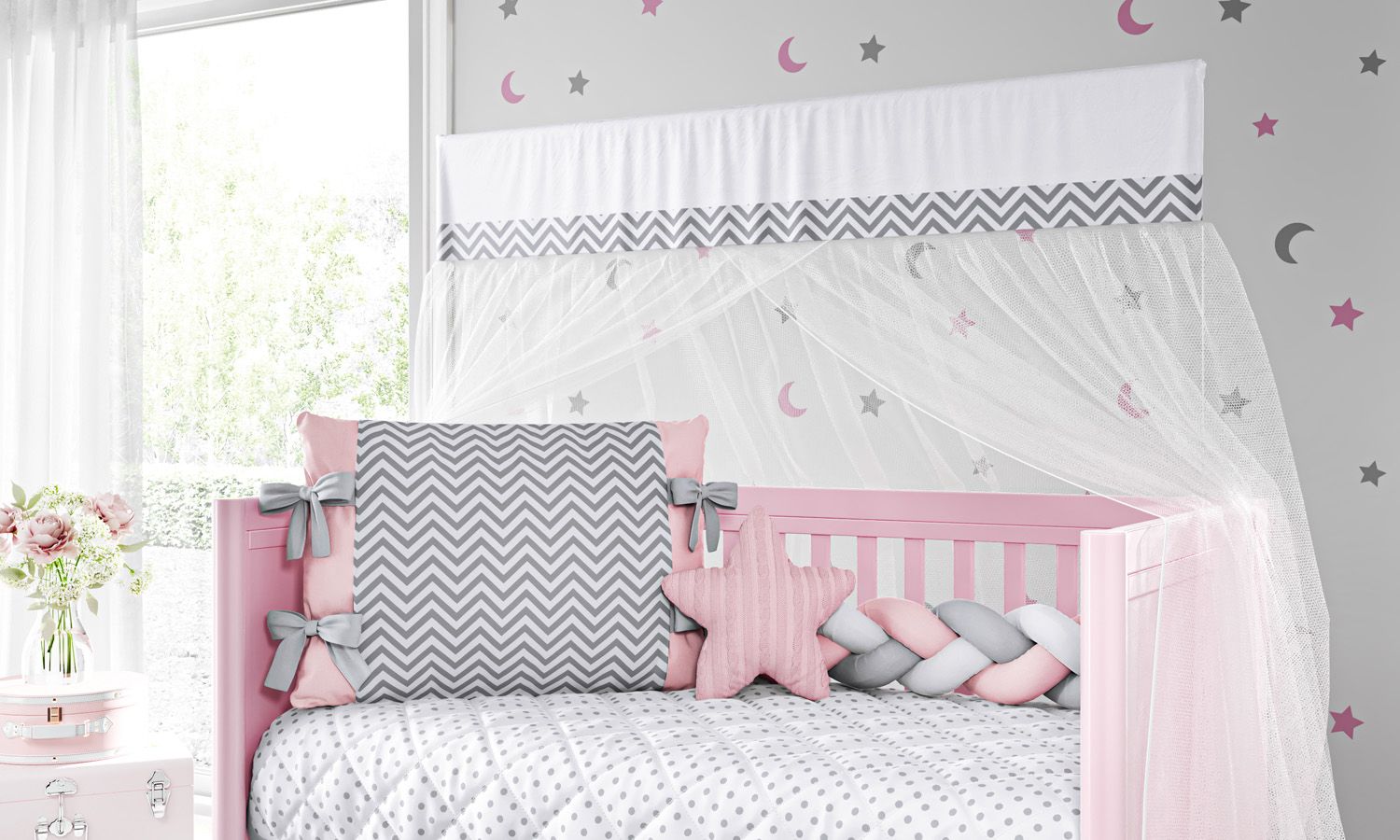 Kit Berço Trança Chevron Amarelo