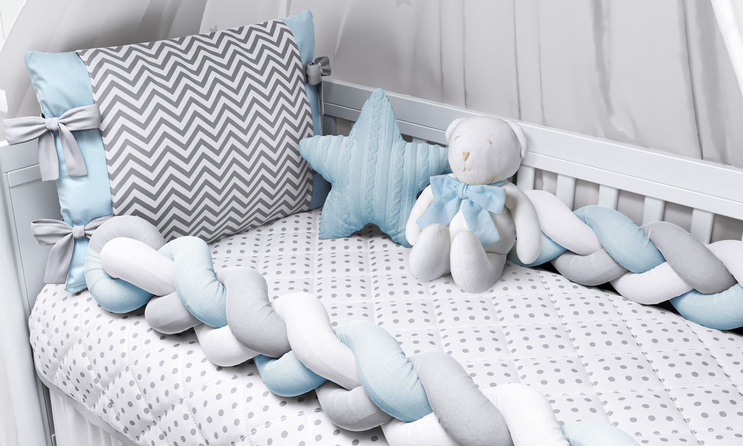 Kit Berço Trança Chevron Amarelo