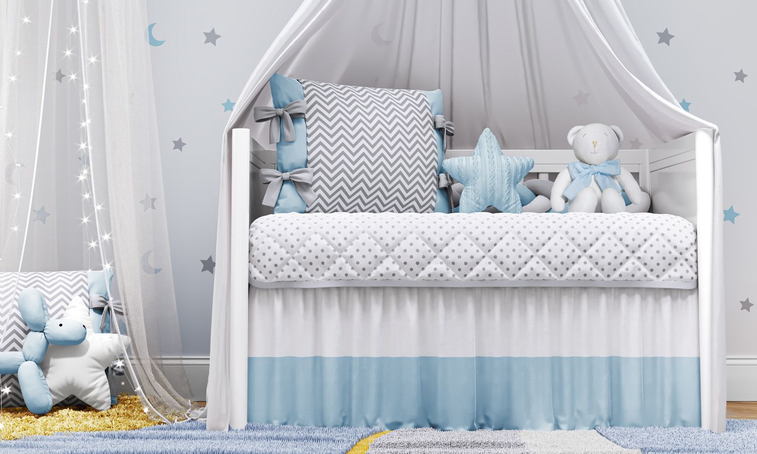 Kit Berço Trança Chevron Amarelo