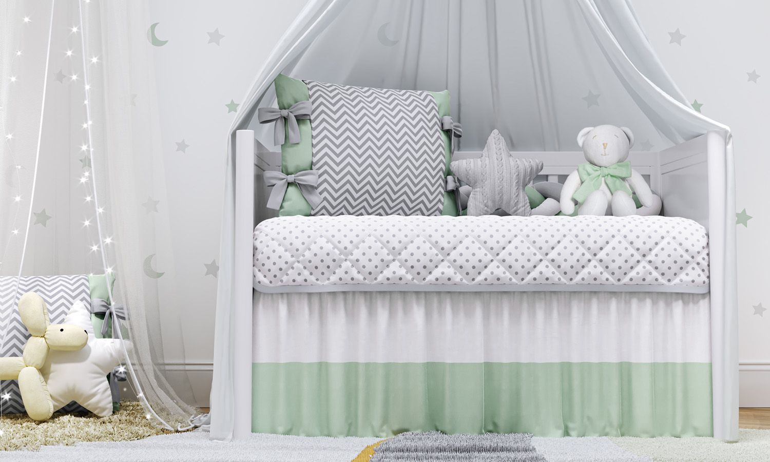 Kit Berço Trança Chevron Amarelo