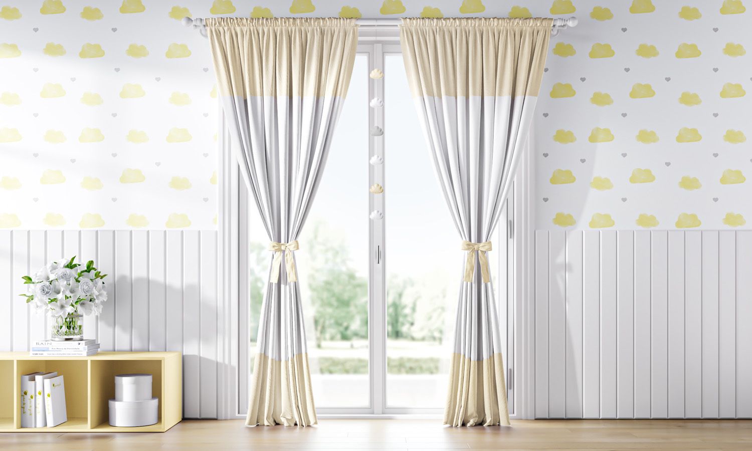 Cortina Amarelo e Branco