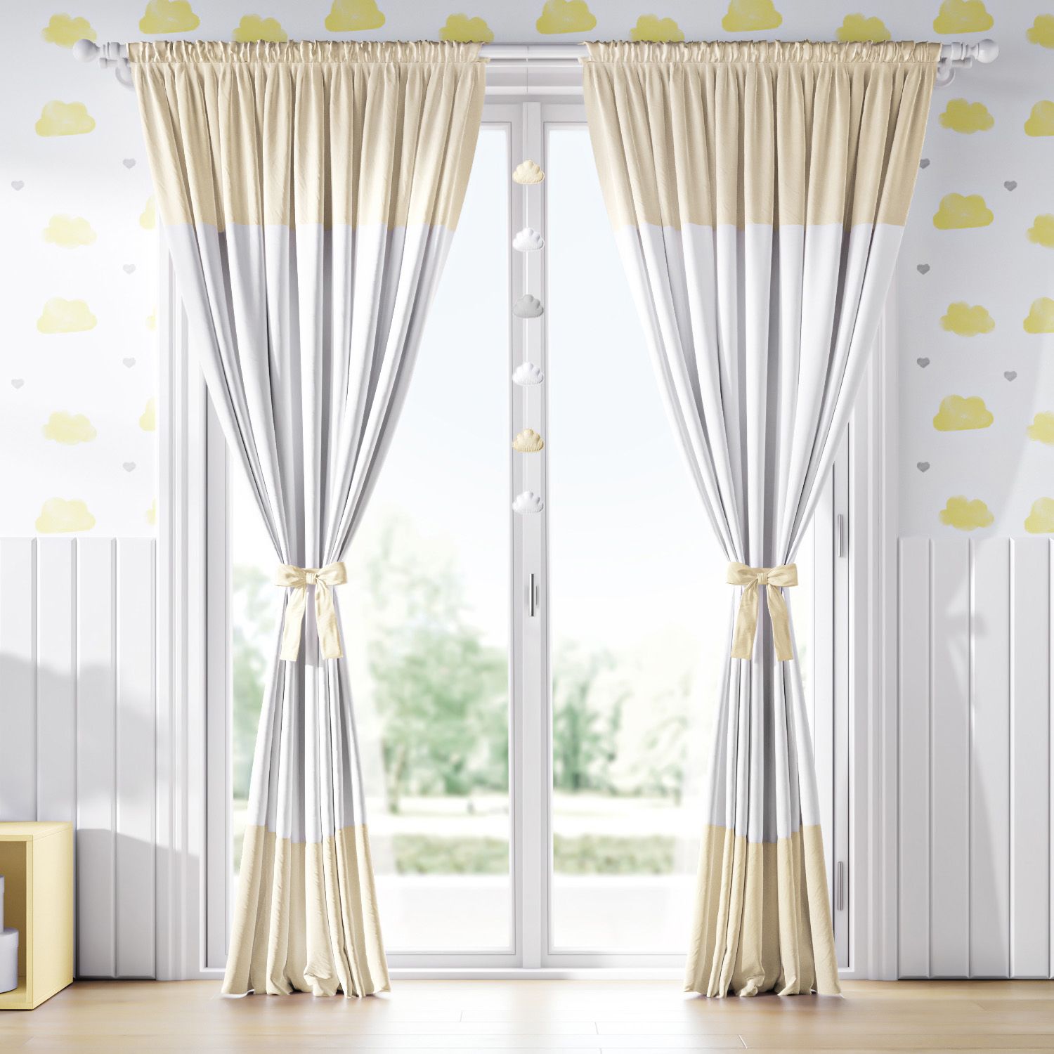 Cortina Amarelo e Branco