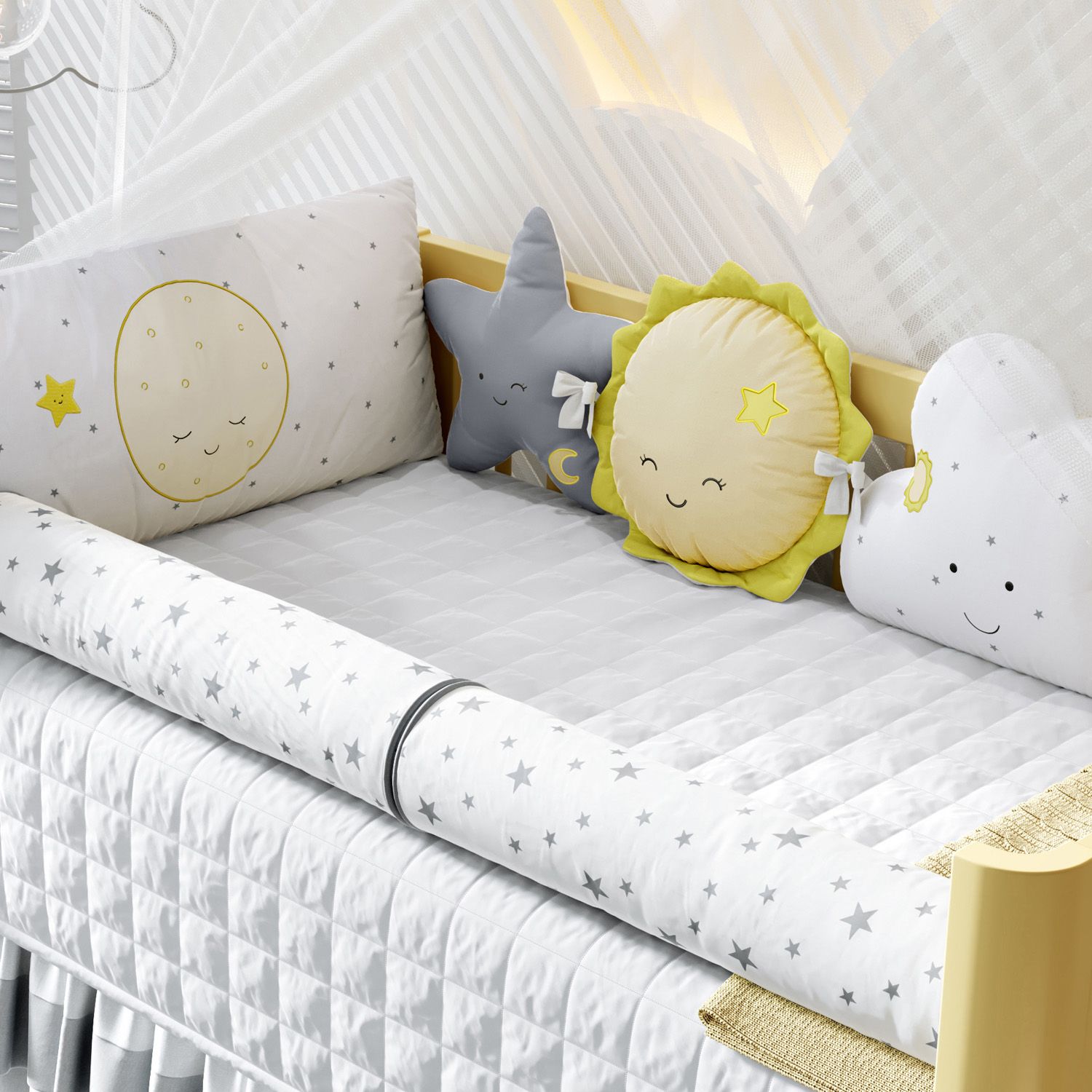 Kit Berço Amiguinhos Céu Amarelo e Cinza — vista alternativa
