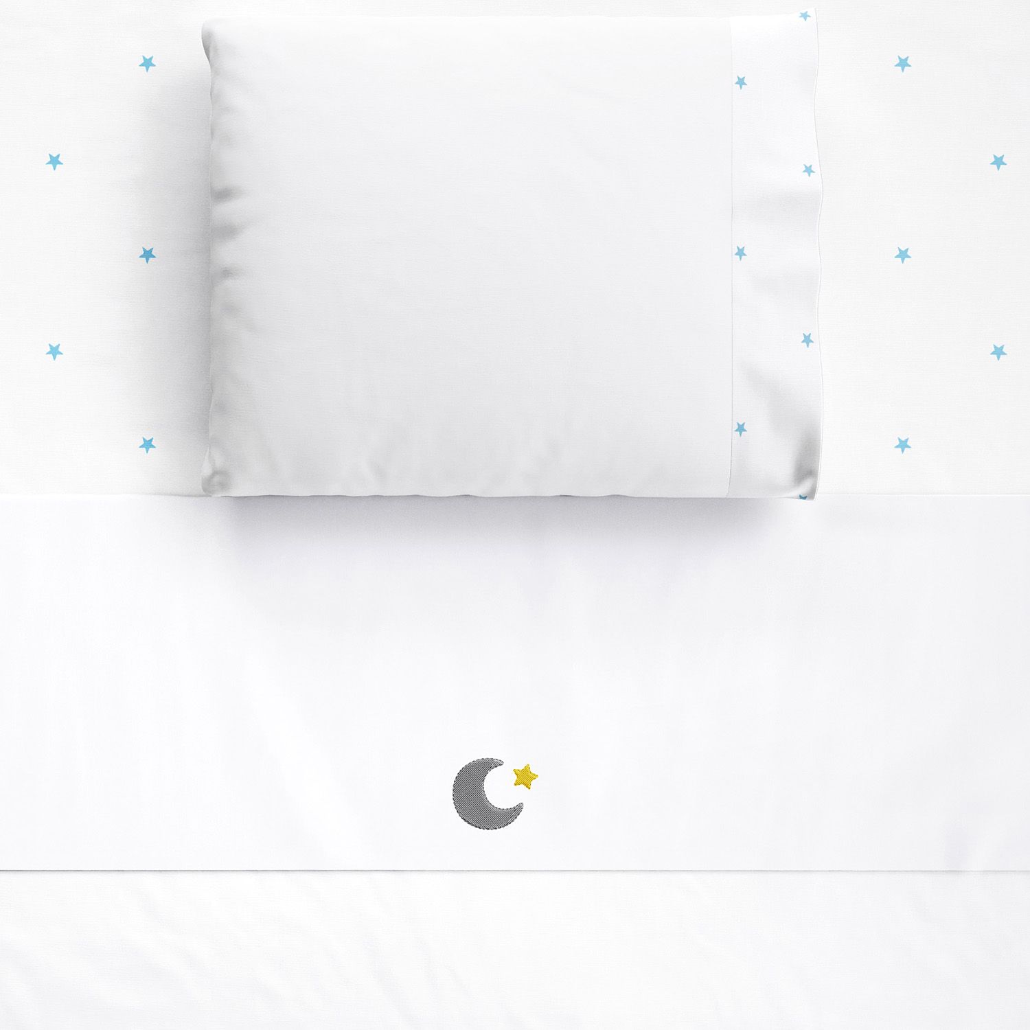 Jogo de Lençol Berço Bordado Céu de Estrelas Cinza 3 peças