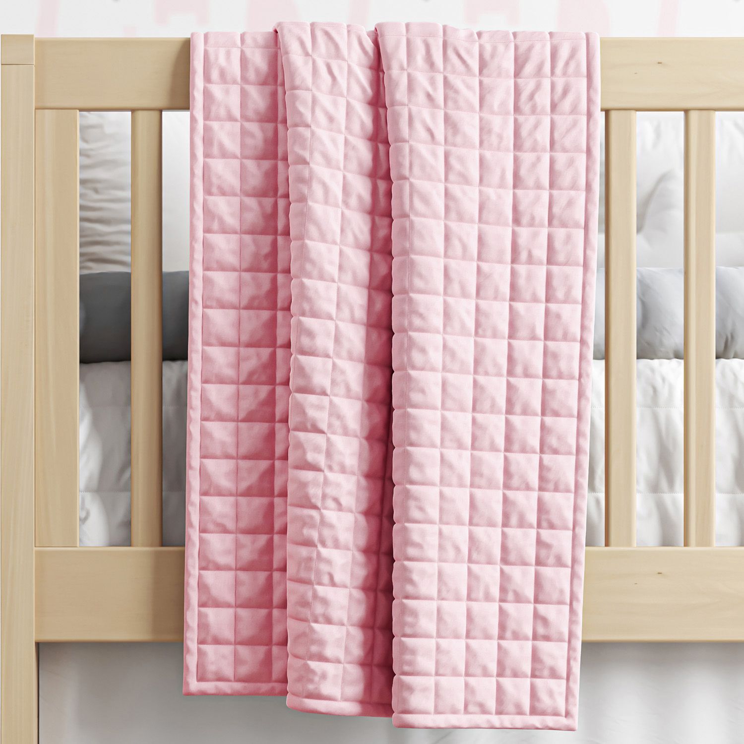 Edredom de Berço Matelassê Quadriculado Branco