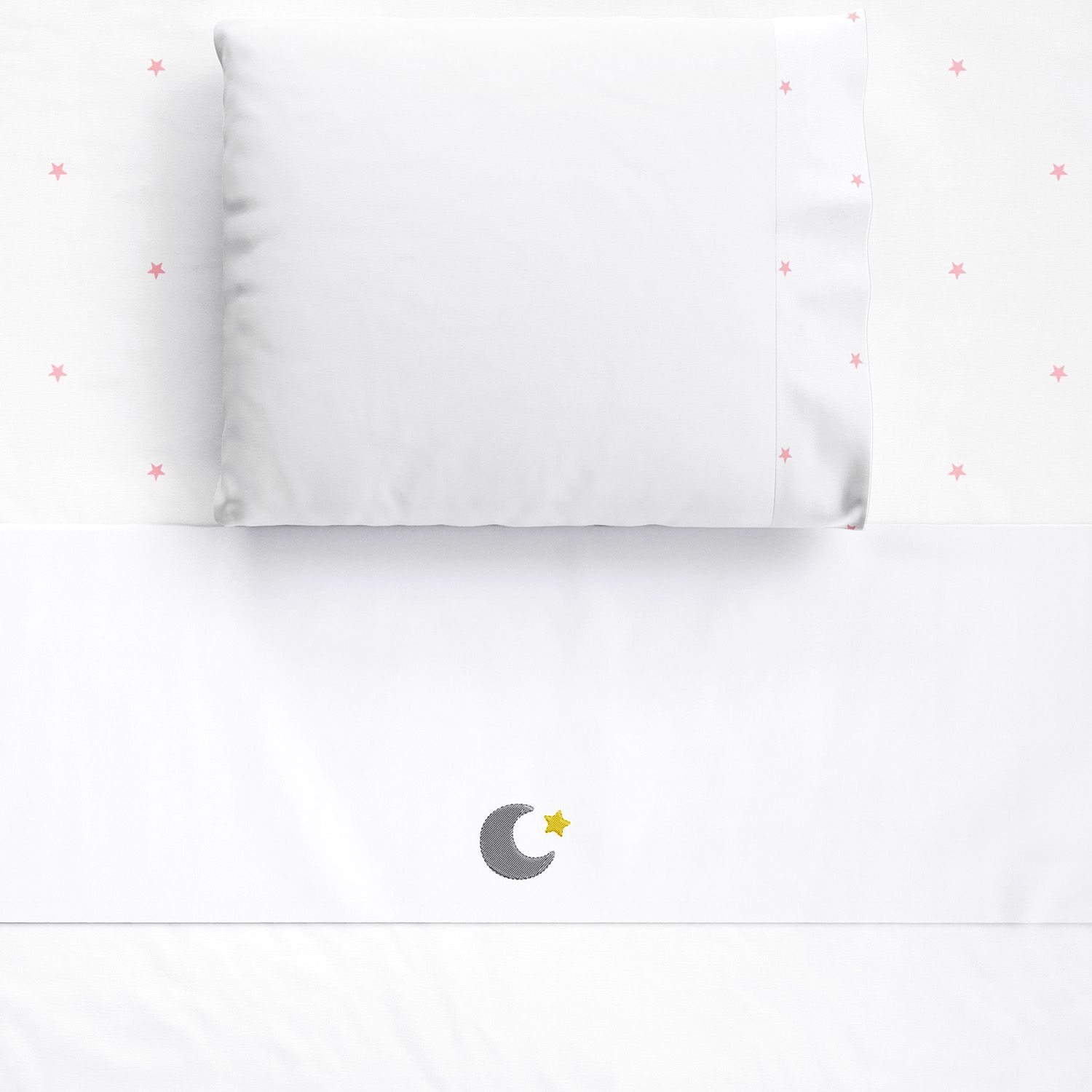 Jogo de Lençol Berço Bordado Céu de Estrelas Cinza 3 peças