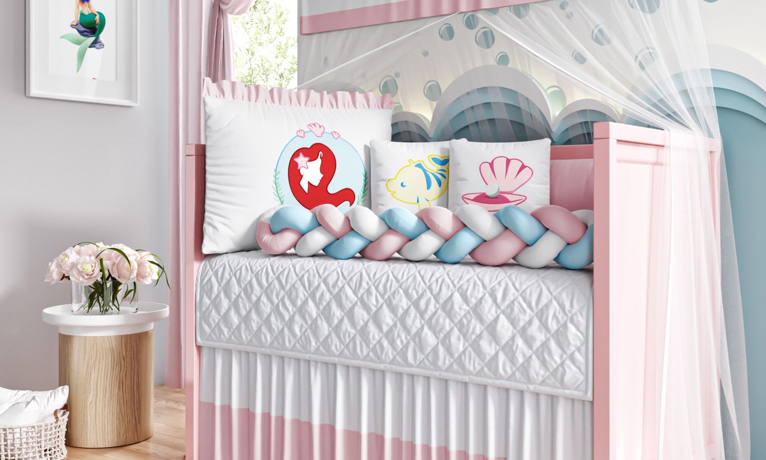 Kit Berço Trança Princesa Ariel