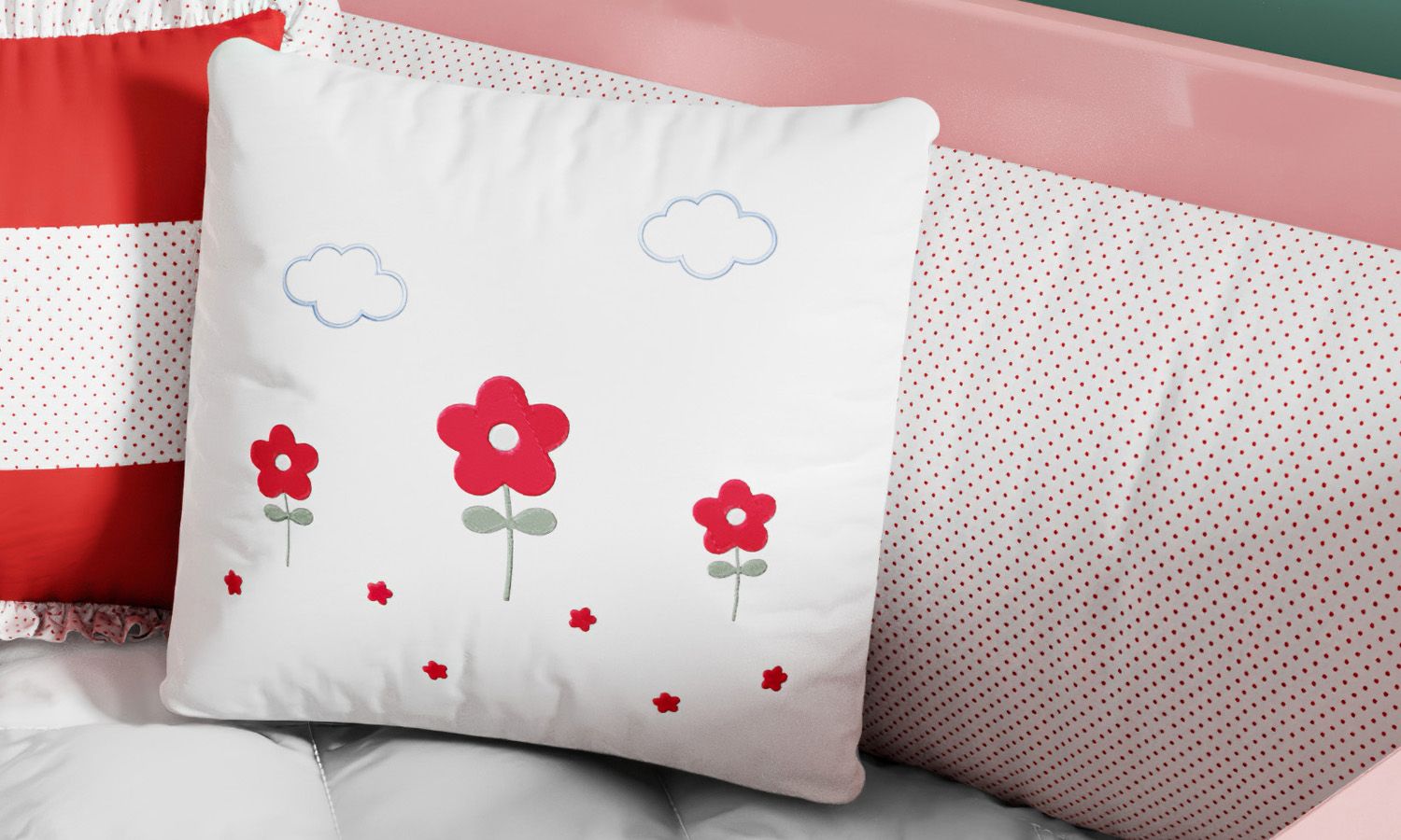 Kit Berço Joaninha Vermelho e Branco