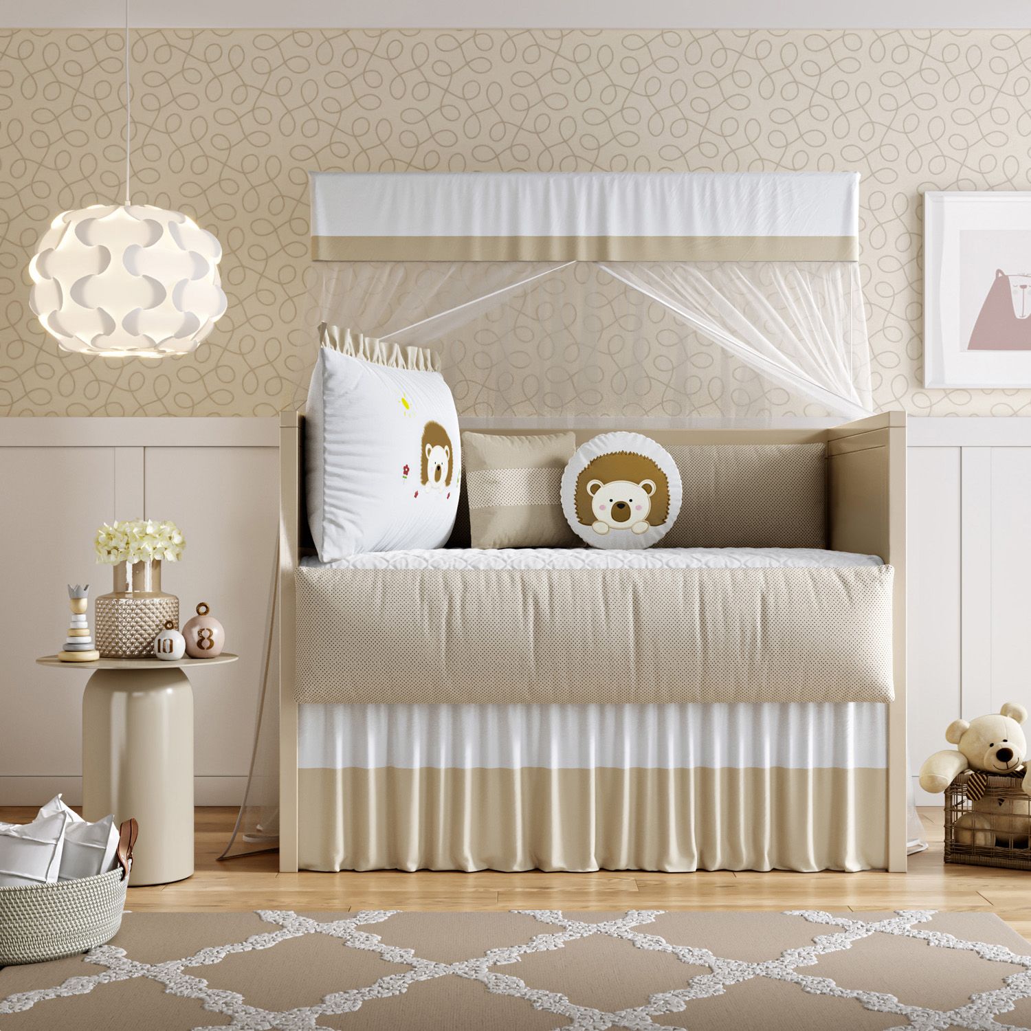 Kit Berço Dudu Porco Espinho Bege