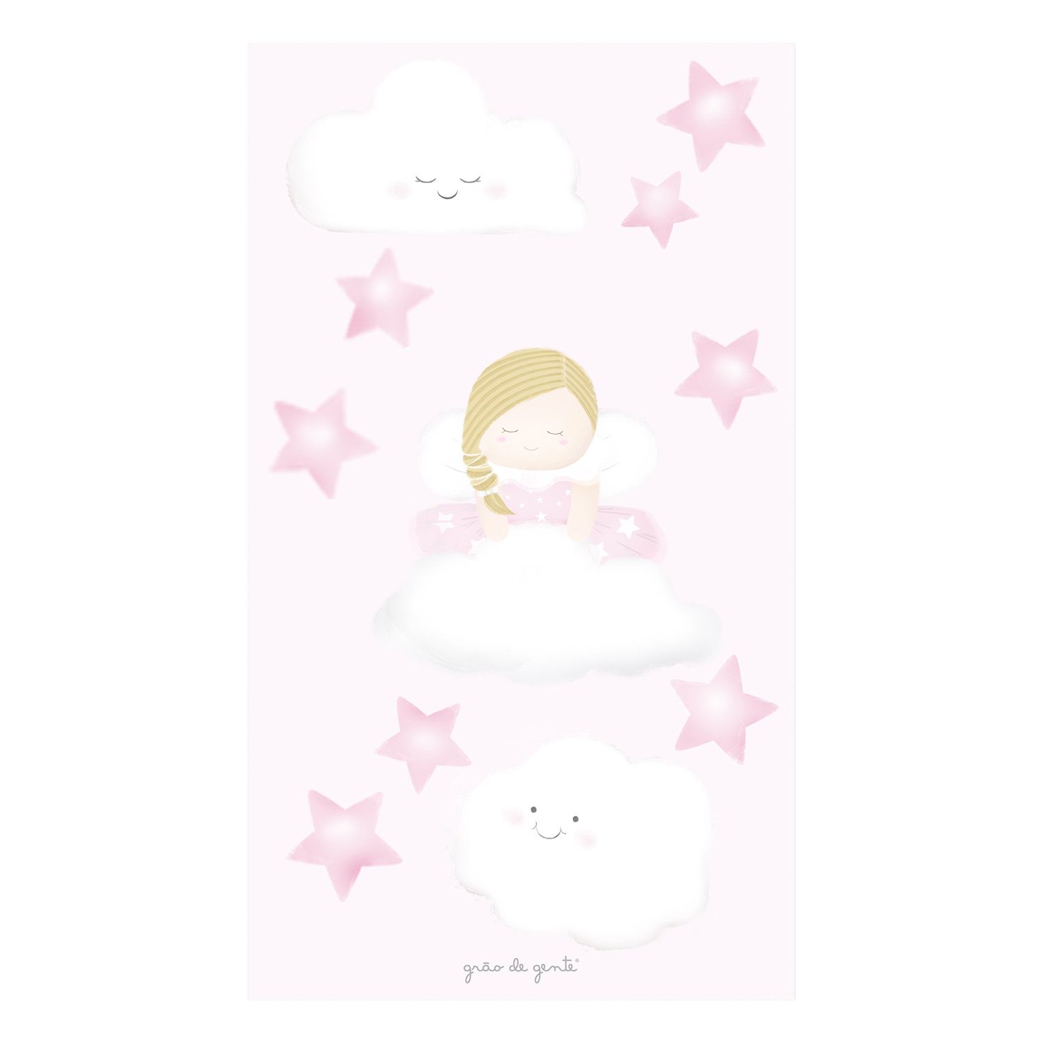 Adesivos de Parede Fadinha nas Nuvens Rosa