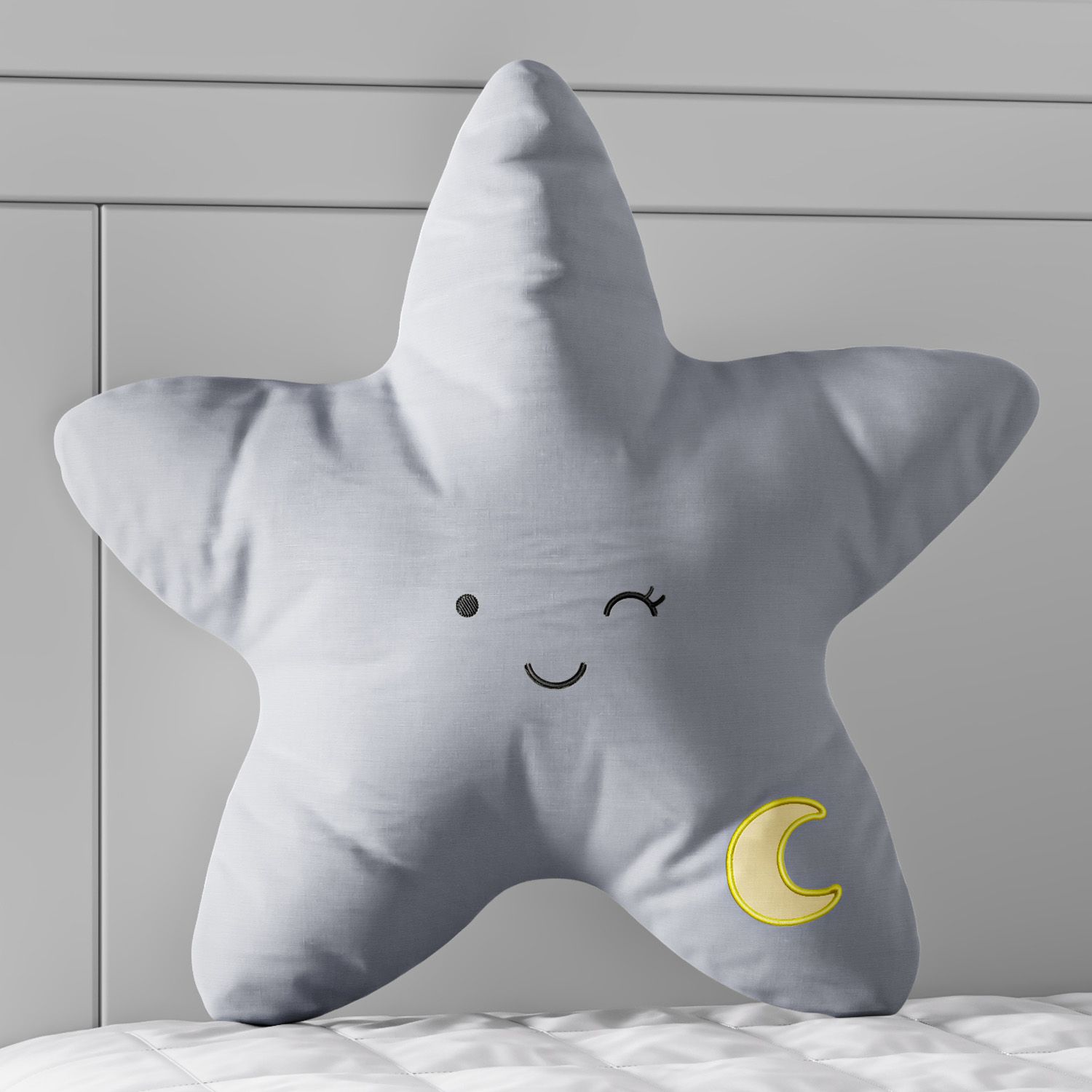 Almofada Amiguinha Estrela Lua Rosa e Amarelo 30cm