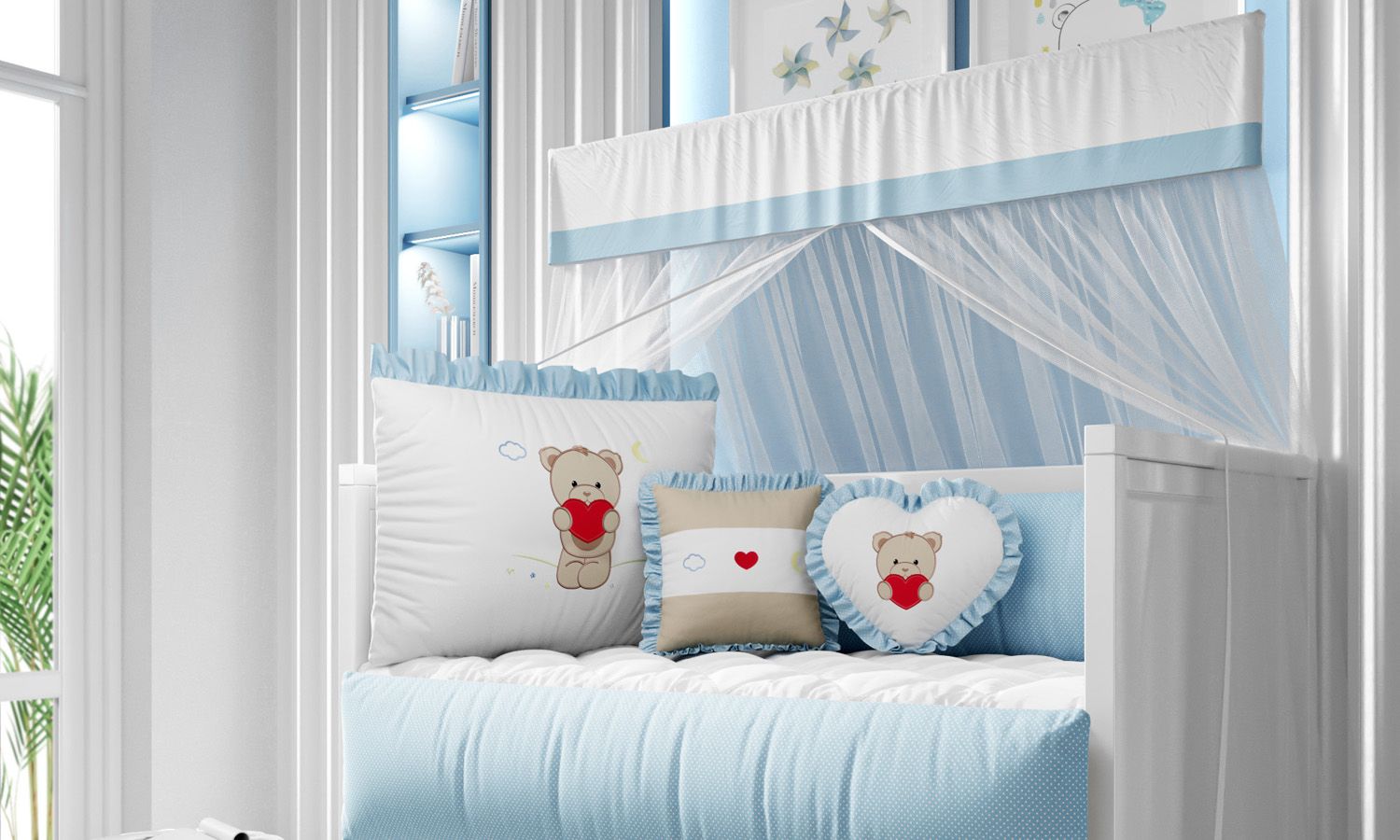 Kit Berço Ursinho Coração Azul