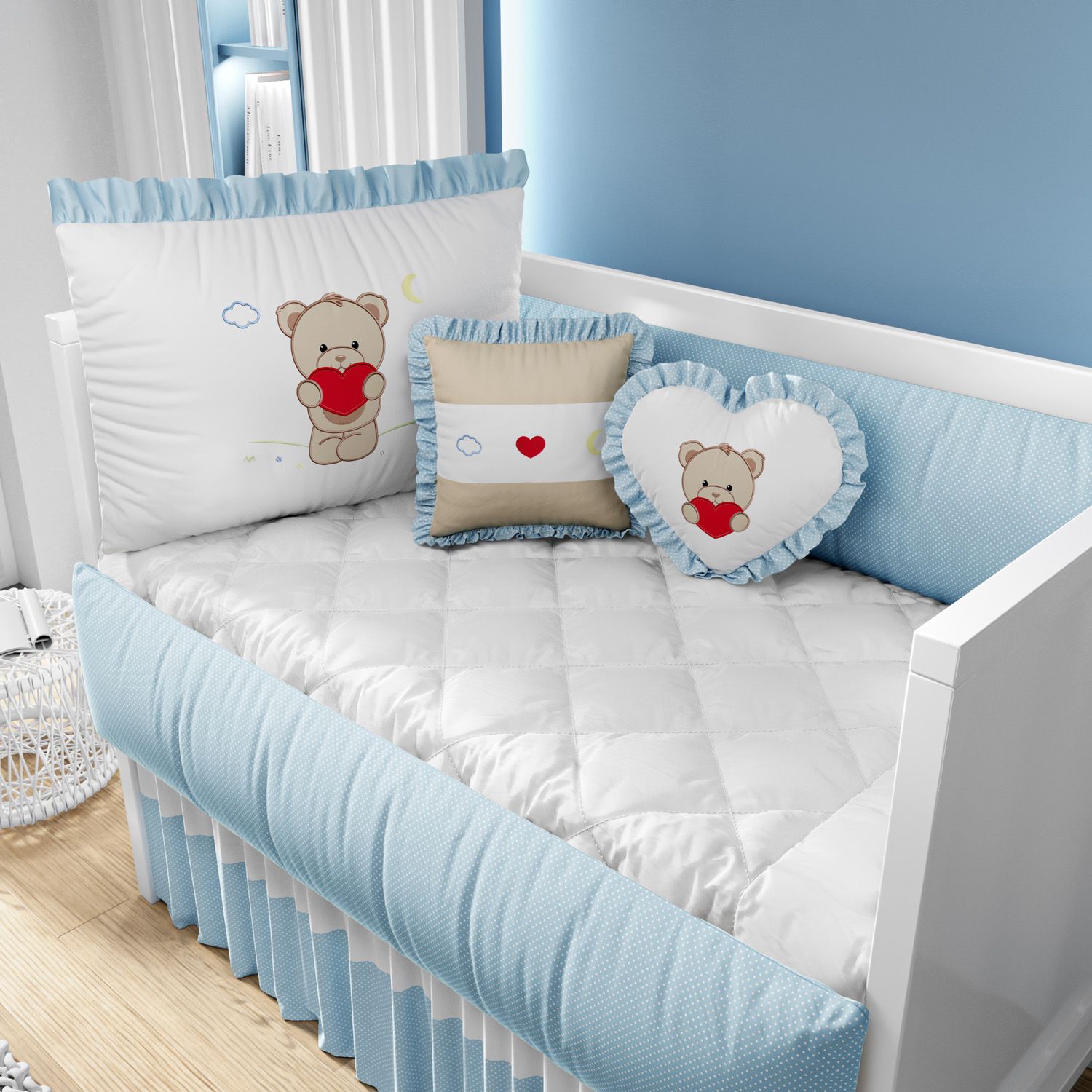 Kit Berço Ursinho Coração Azul — vista alternativa