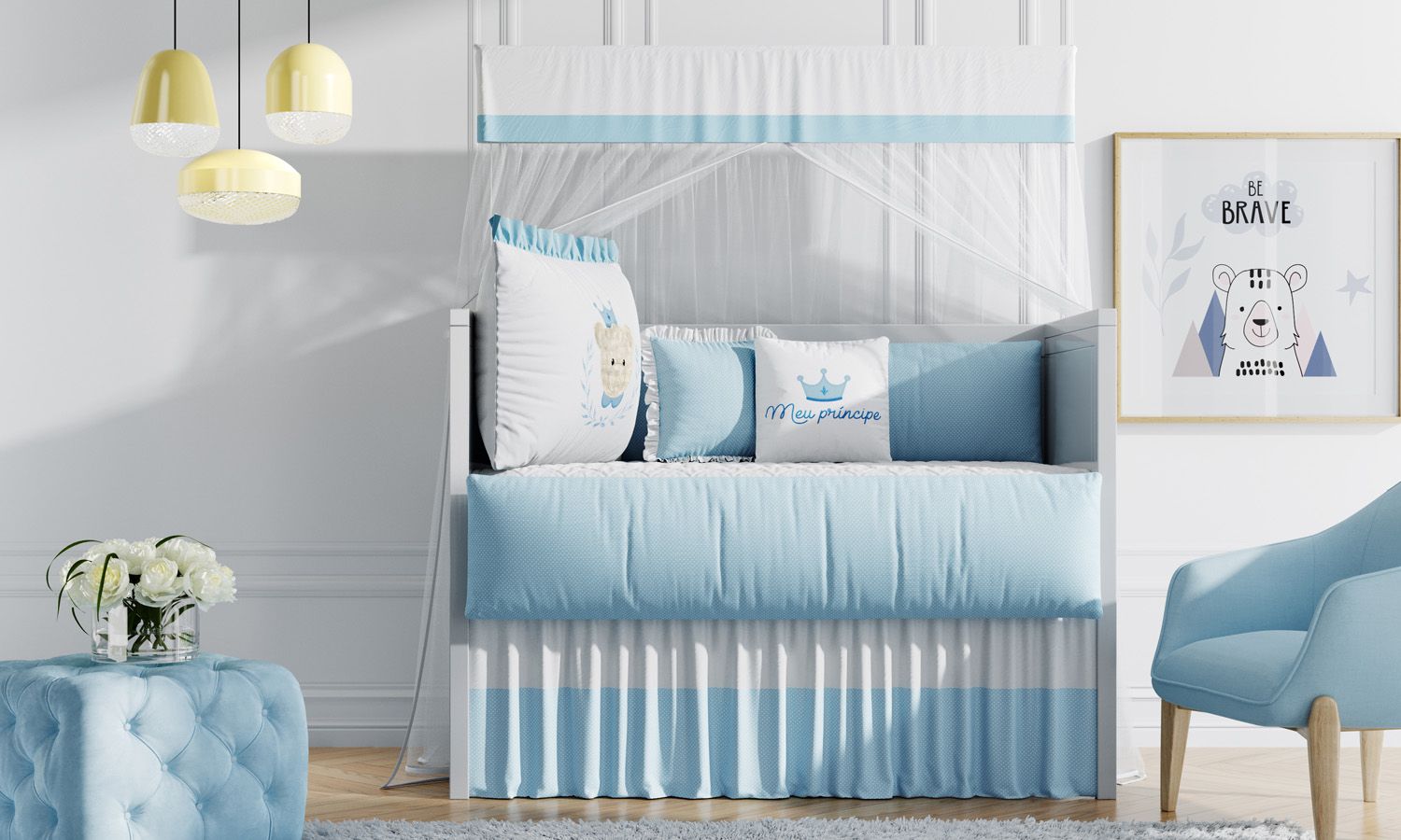 Kit Berço Príncipe Ursinho Azul
