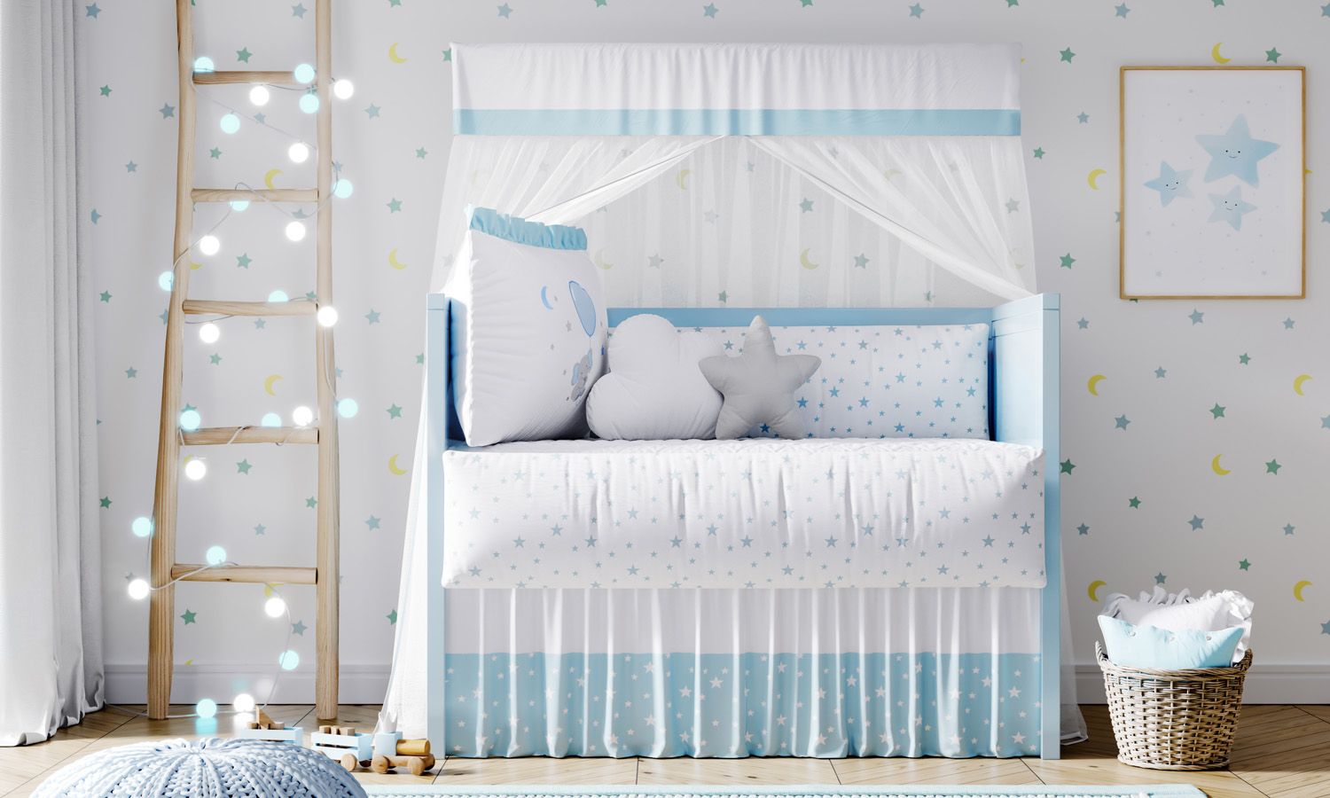 Kit Berço Sonhe Alto Elefantinho Azul