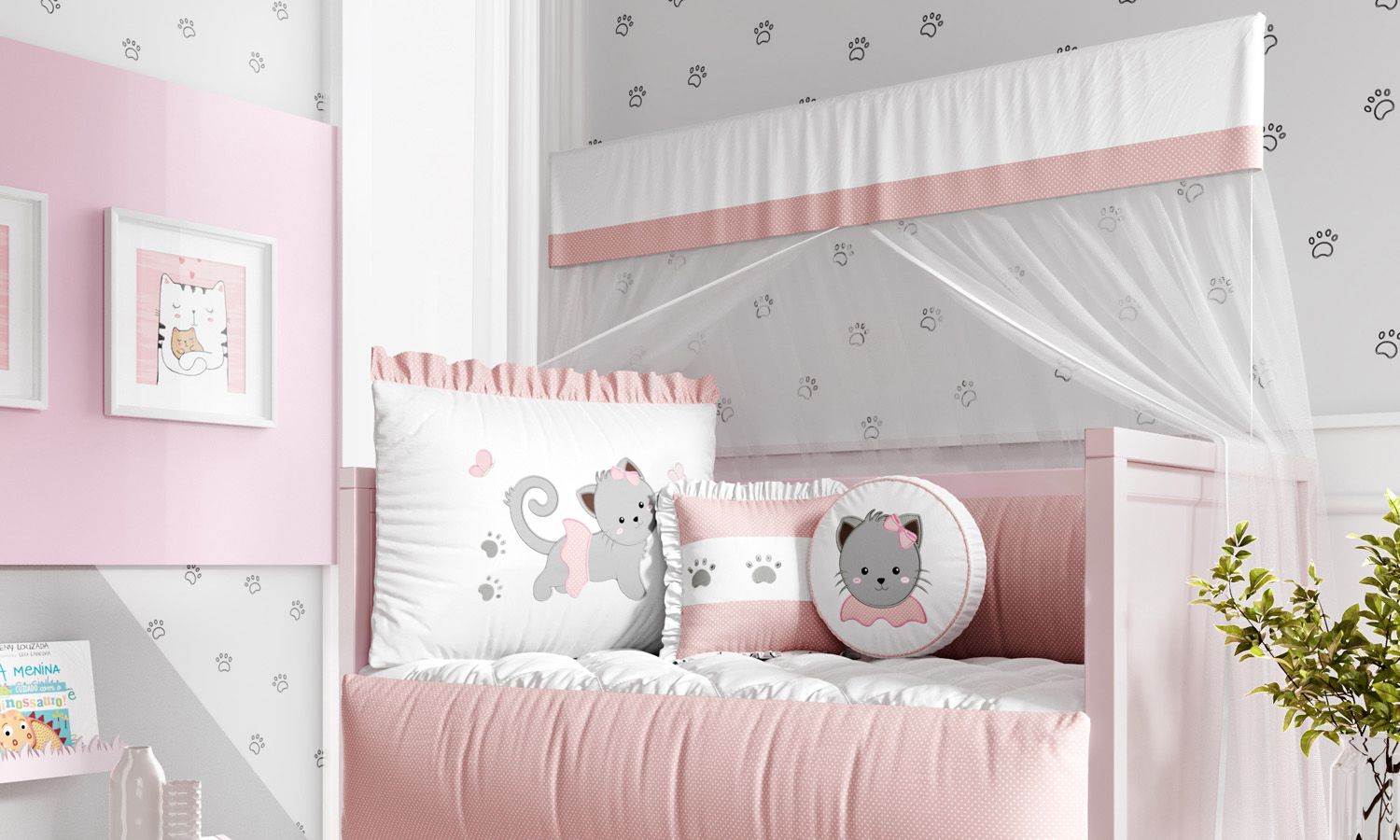 Kit Berço Gatinha Rosa