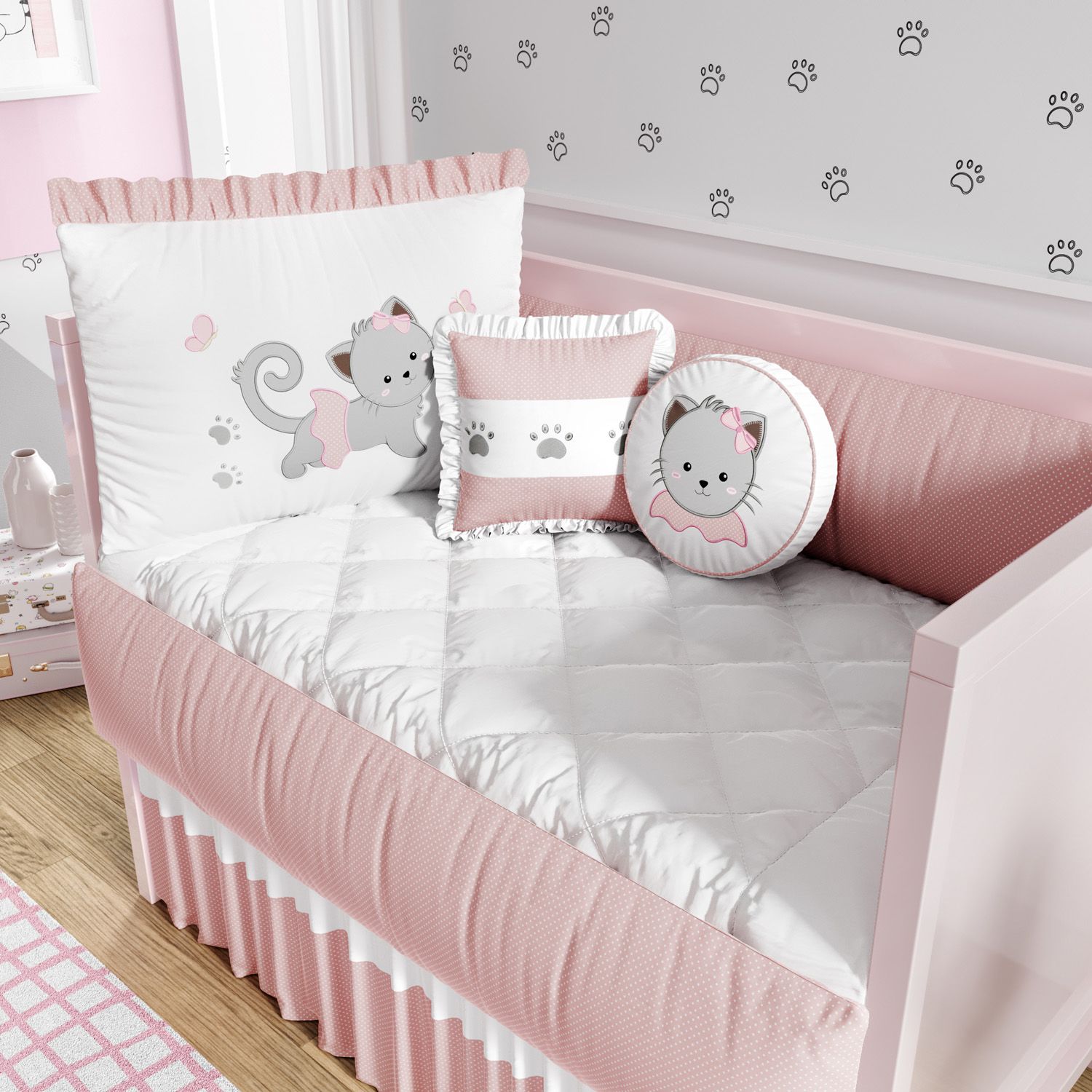 Kit Berço Gatinha Rosa