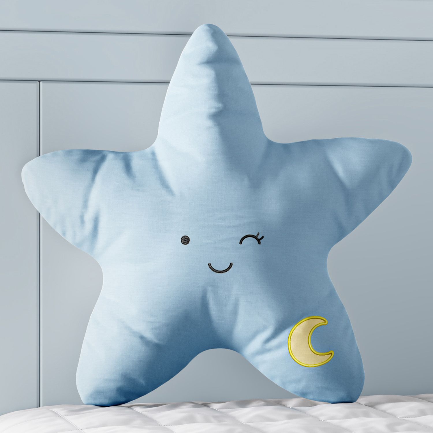 Almofada Amiguinha Estrela Lua Rosa e Amarelo 30cm