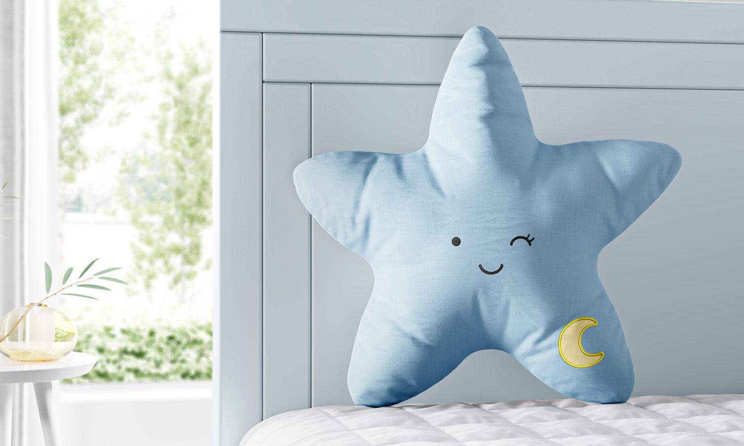 Almofada Amiguinha Estrela Lua Rosa e Amarelo 30cm