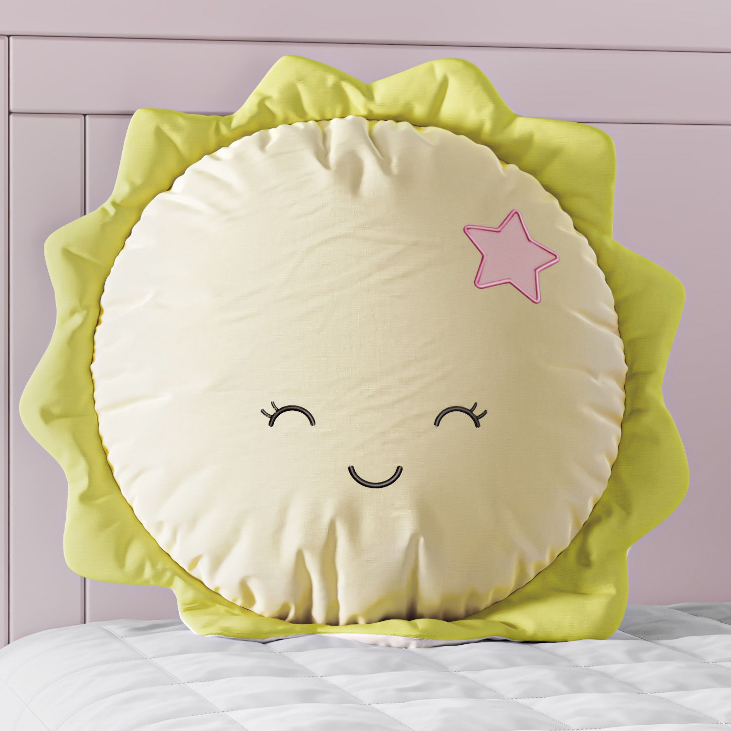 Almofada Amiguinho Sol Amarelo e Rosa 30cm