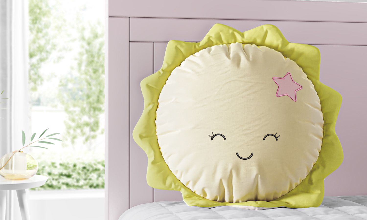 Almofada Amiguinho Sol Amarelo e Rosa 30cm