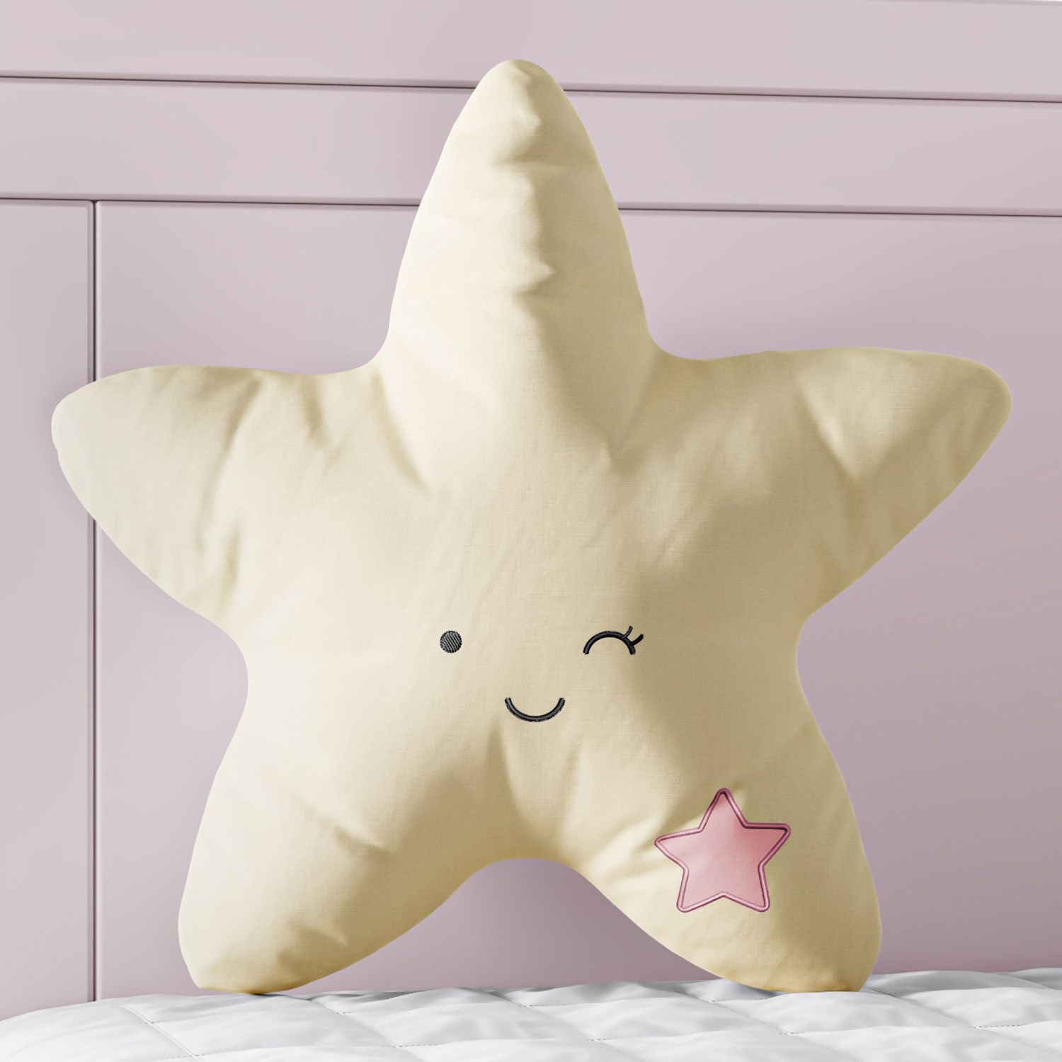 Almofada Amiguinha Estrela Amarelo e Rosa 30cm