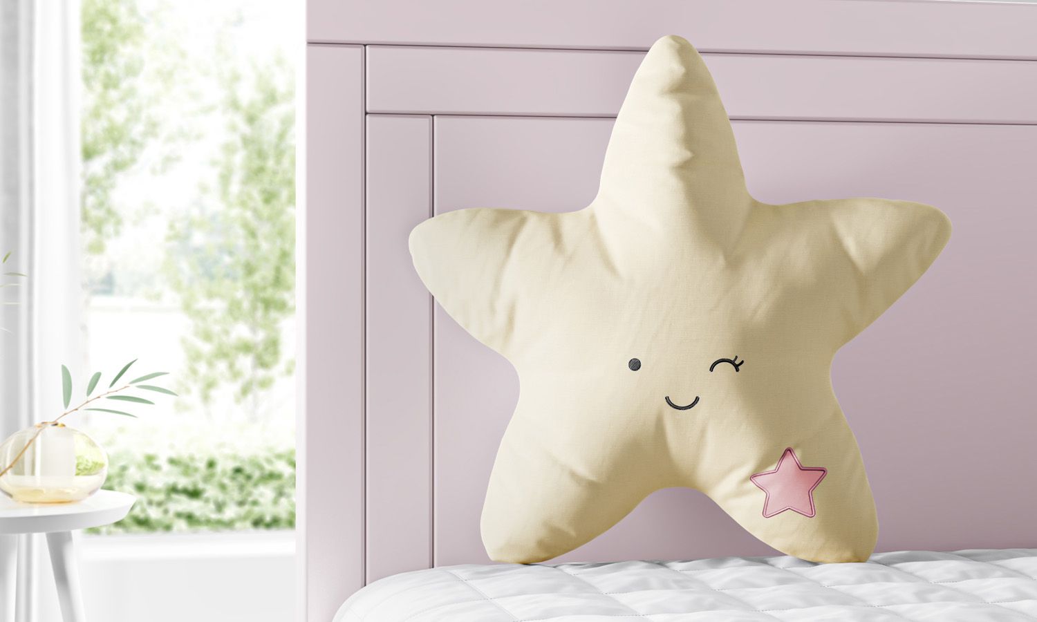 Almofada Amiguinha Estrela Amarelo e Rosa 30cm