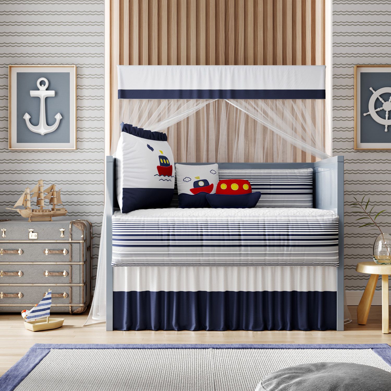 Kit Berço Marinheiro Azul Marinho