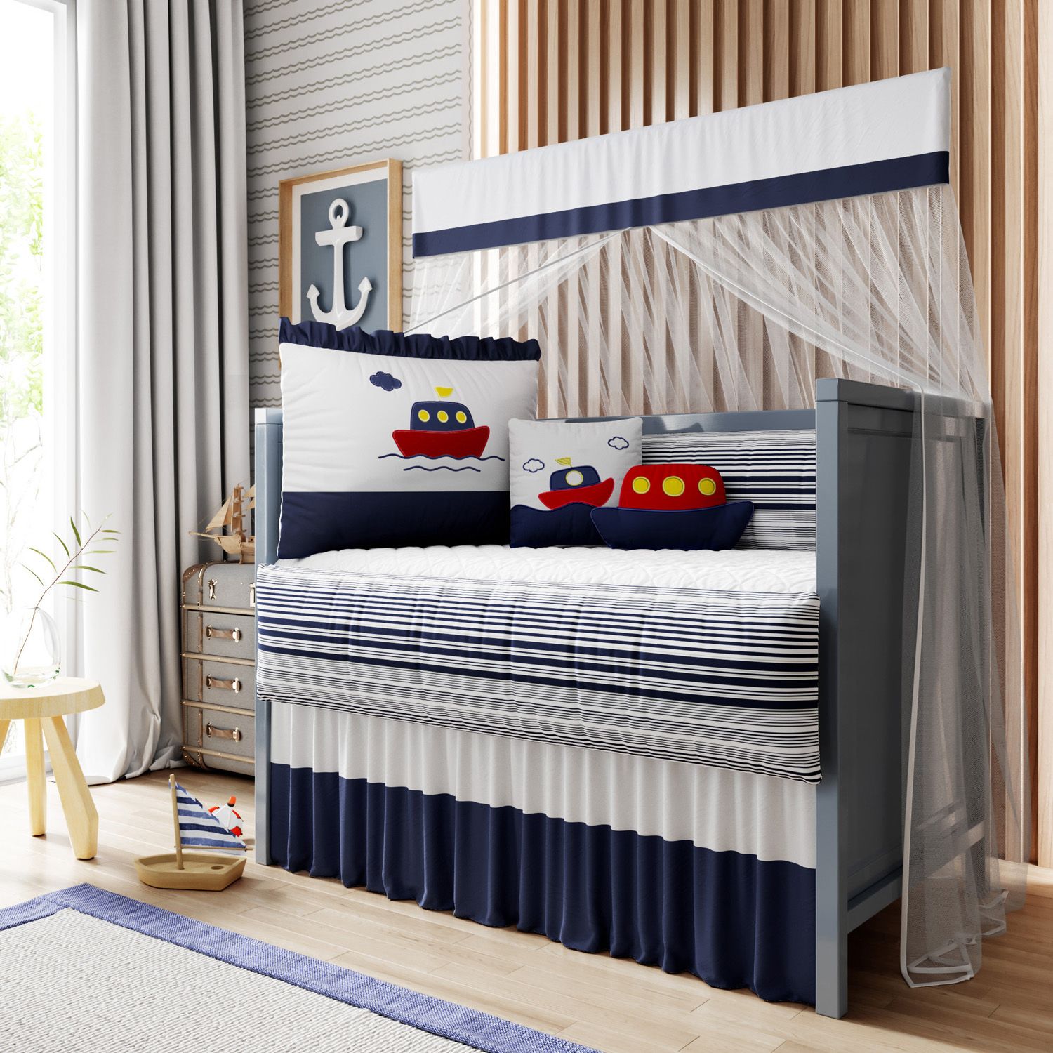 Kit Berço Marinheiro Azul Marinho