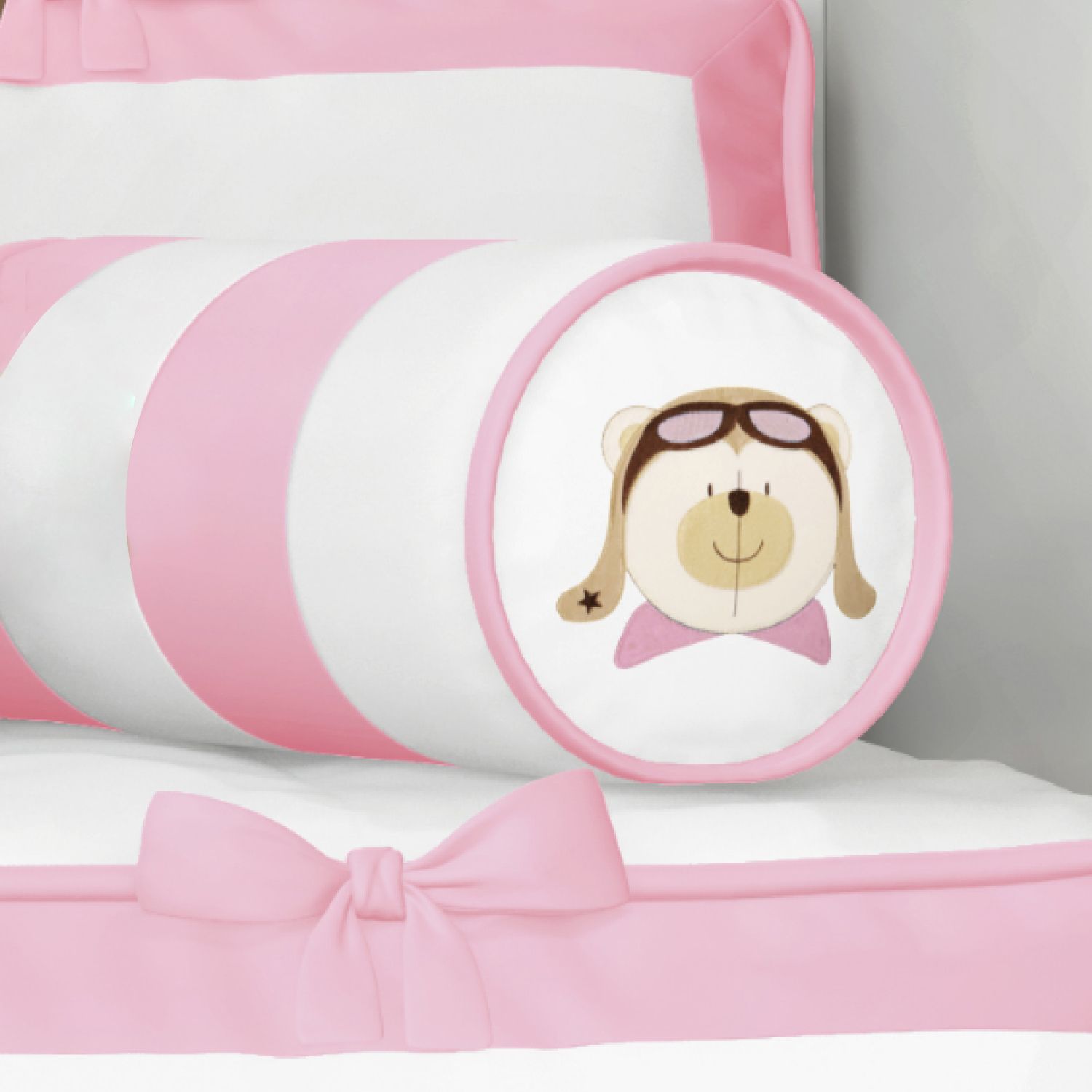 Almofada Rolinho Urso Aviador 40cm