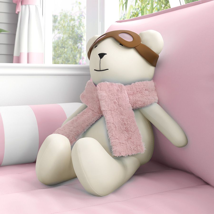 Ursinho Aviador com Óculos e Cachecol Azul Marinho 50cm