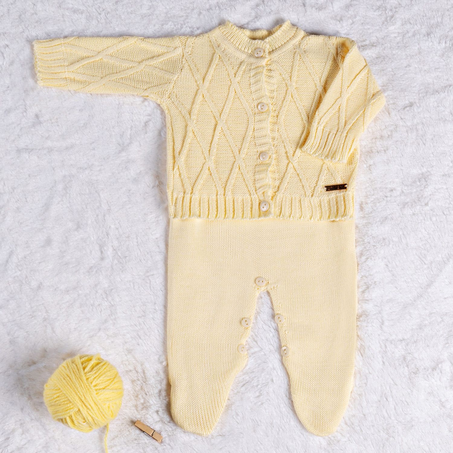 Saída Maternidade Tricot Casaquinho Amarelo Camomila 02 Peças