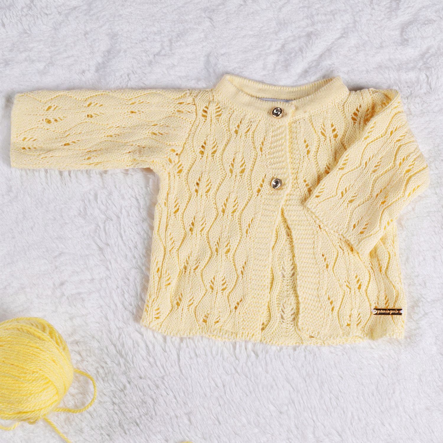 Casaquinho Tricot Vazado Amarelo Camomila