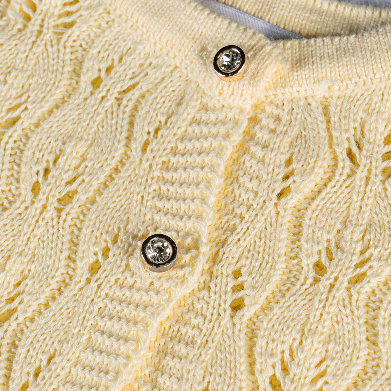 Casaquinho Tricot Vazado Amarelo Camomila