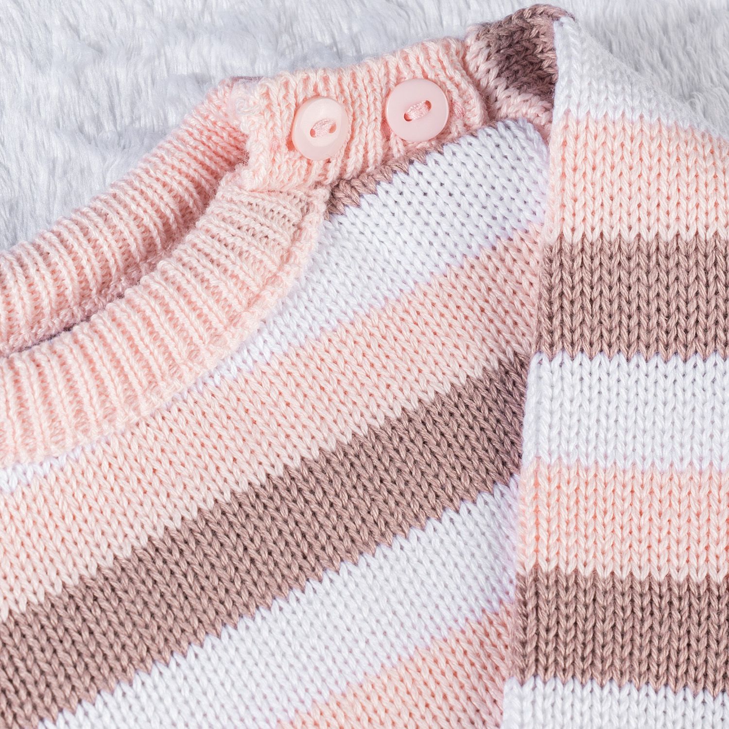 Saída Maternidade Tricot Casaquinho Listrado Rosa 03 Peças