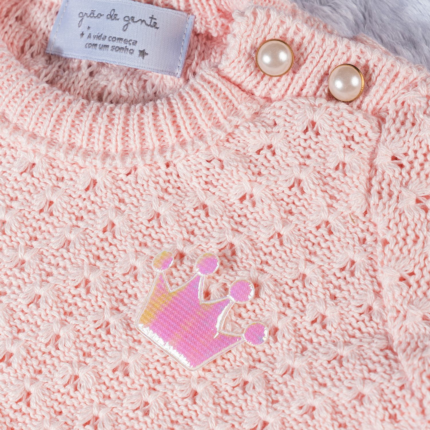 Casaquinho Tricot Realeza Rosa