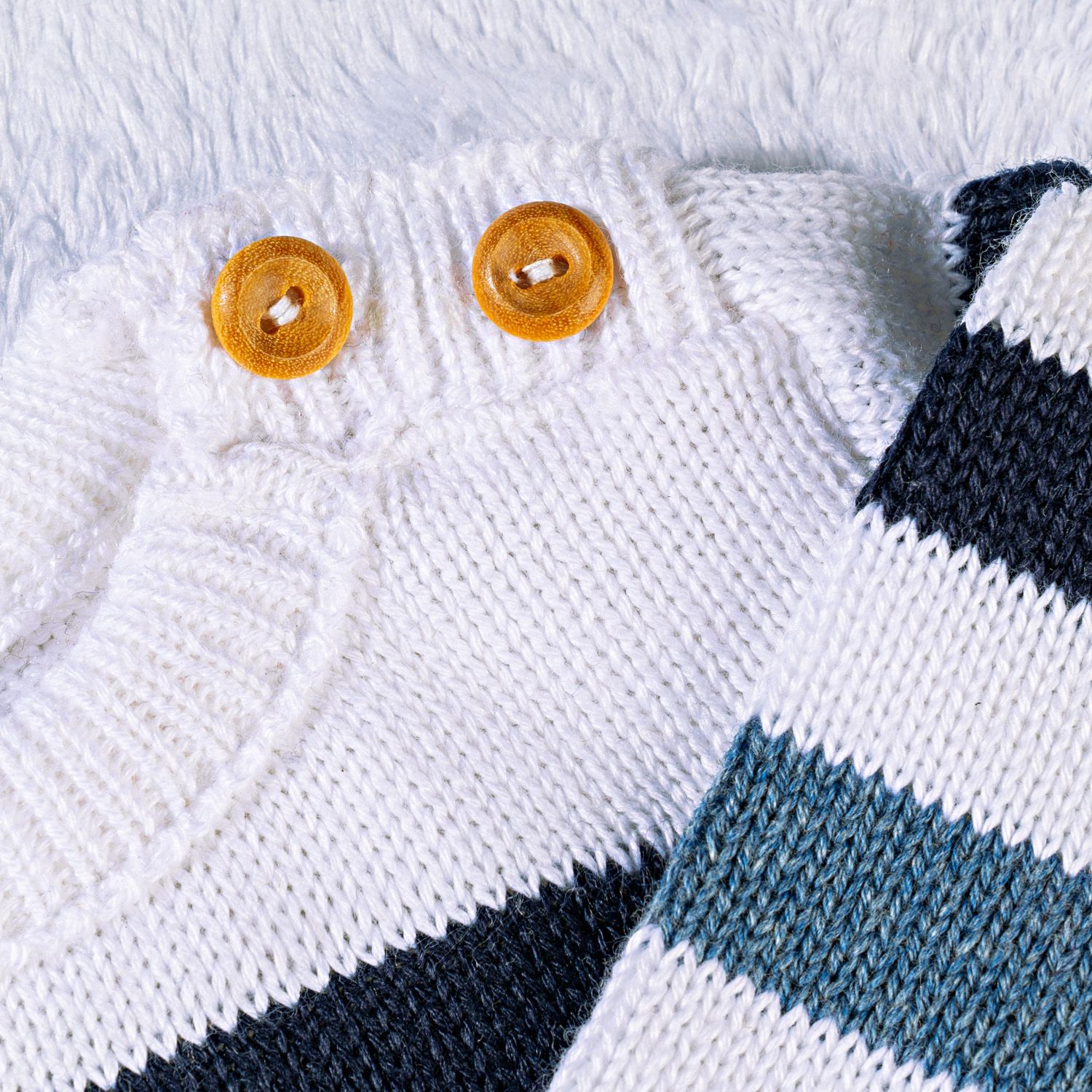 Casaquinho Tricot Degradê Listrado Azul Marinho