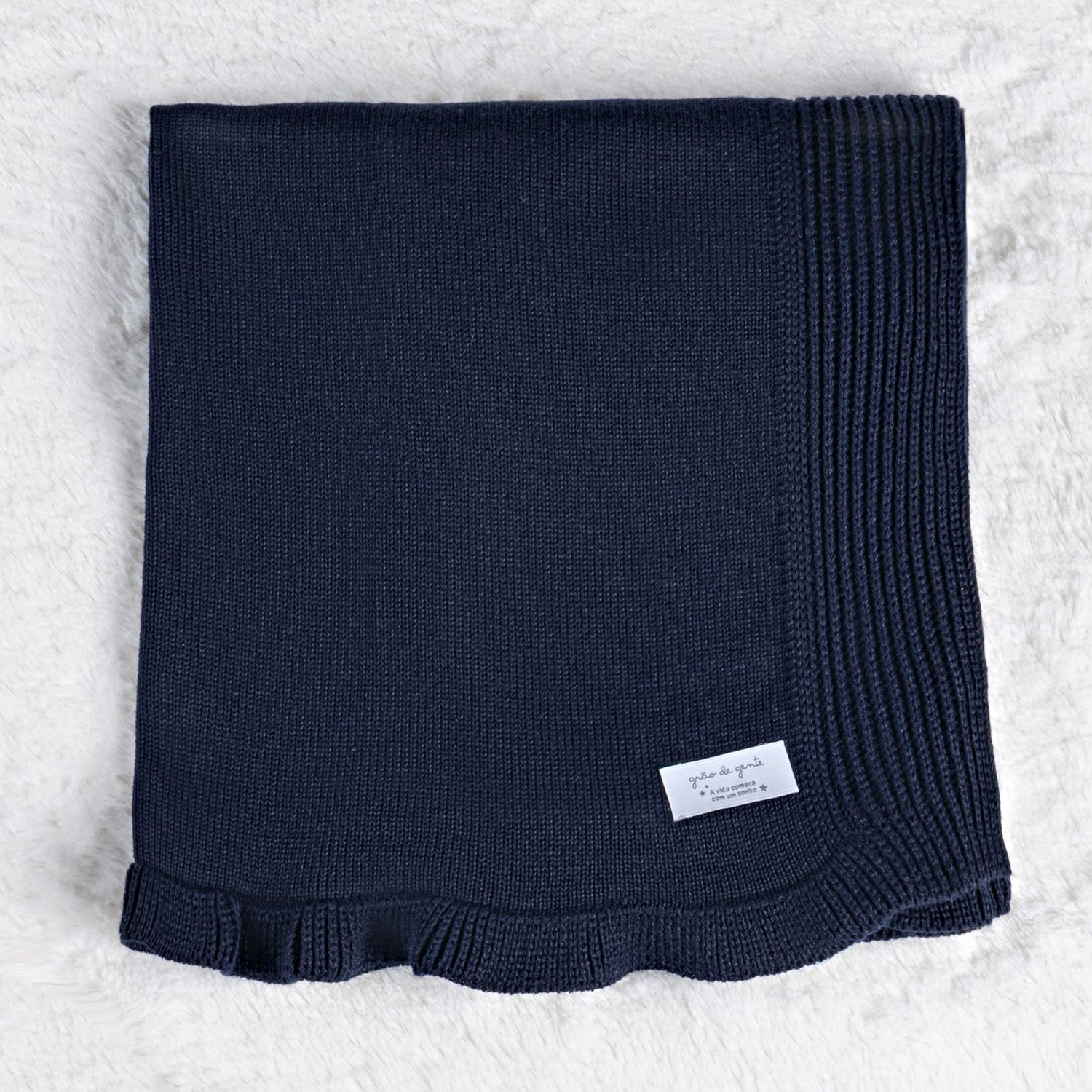 Saída Maternidade Tricot Degradê Listrado Azul Marinho 03 Peças