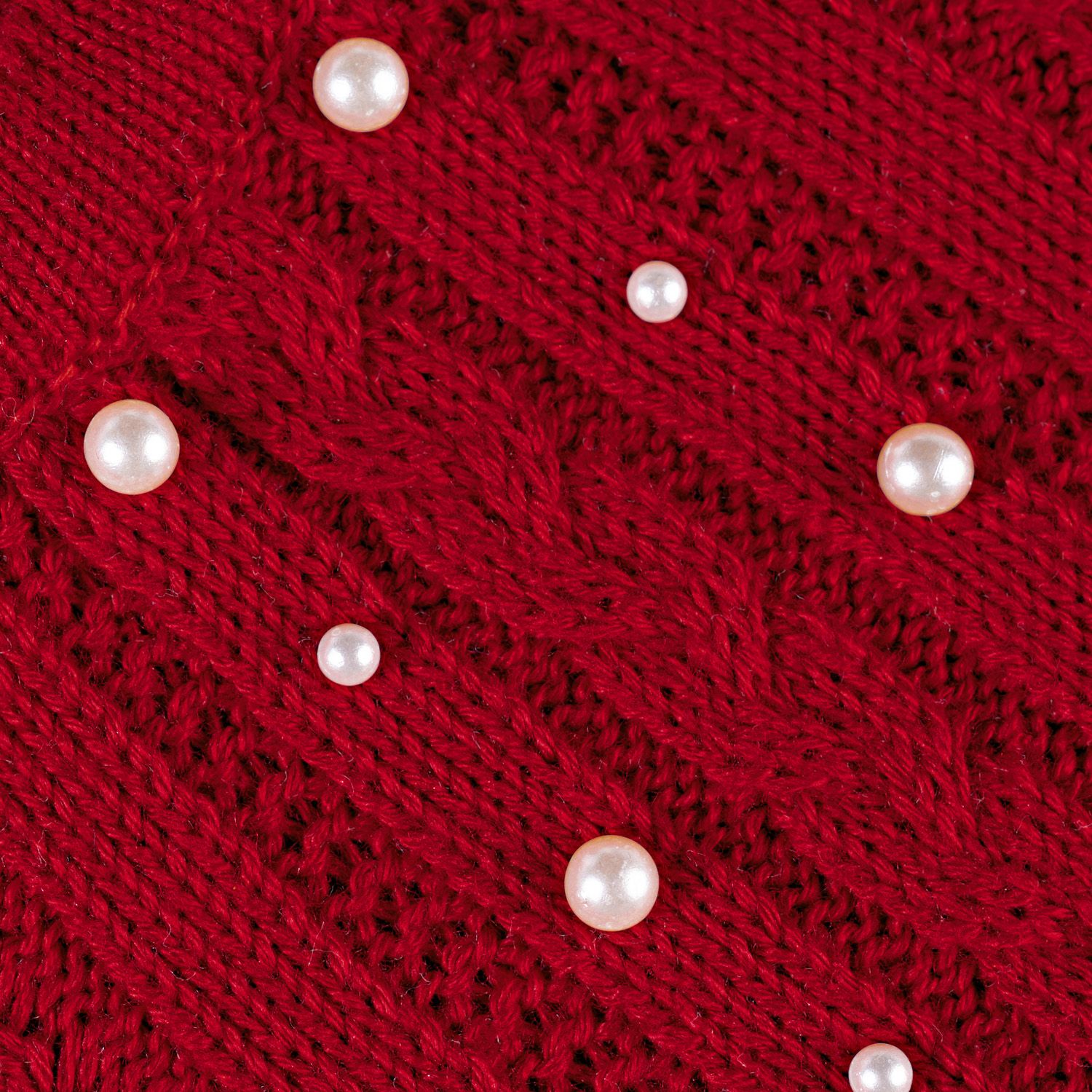 Saída Maternidade Tricot Trança e Pérola Vermelho 02 Peças