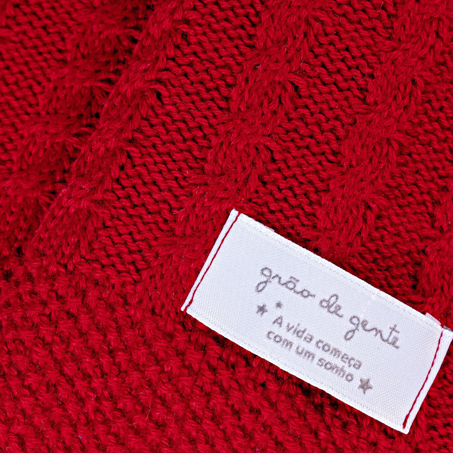 Saída Maternidade Tricot Trança e Pérola Vermelho 02 Peças