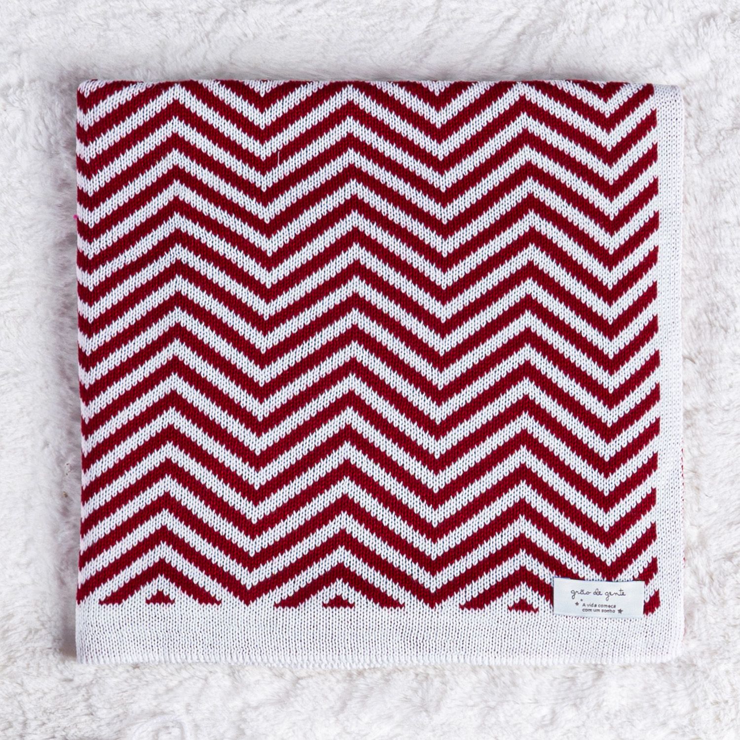 Manta Bebê Tricot Chevron Vermelho 80cm