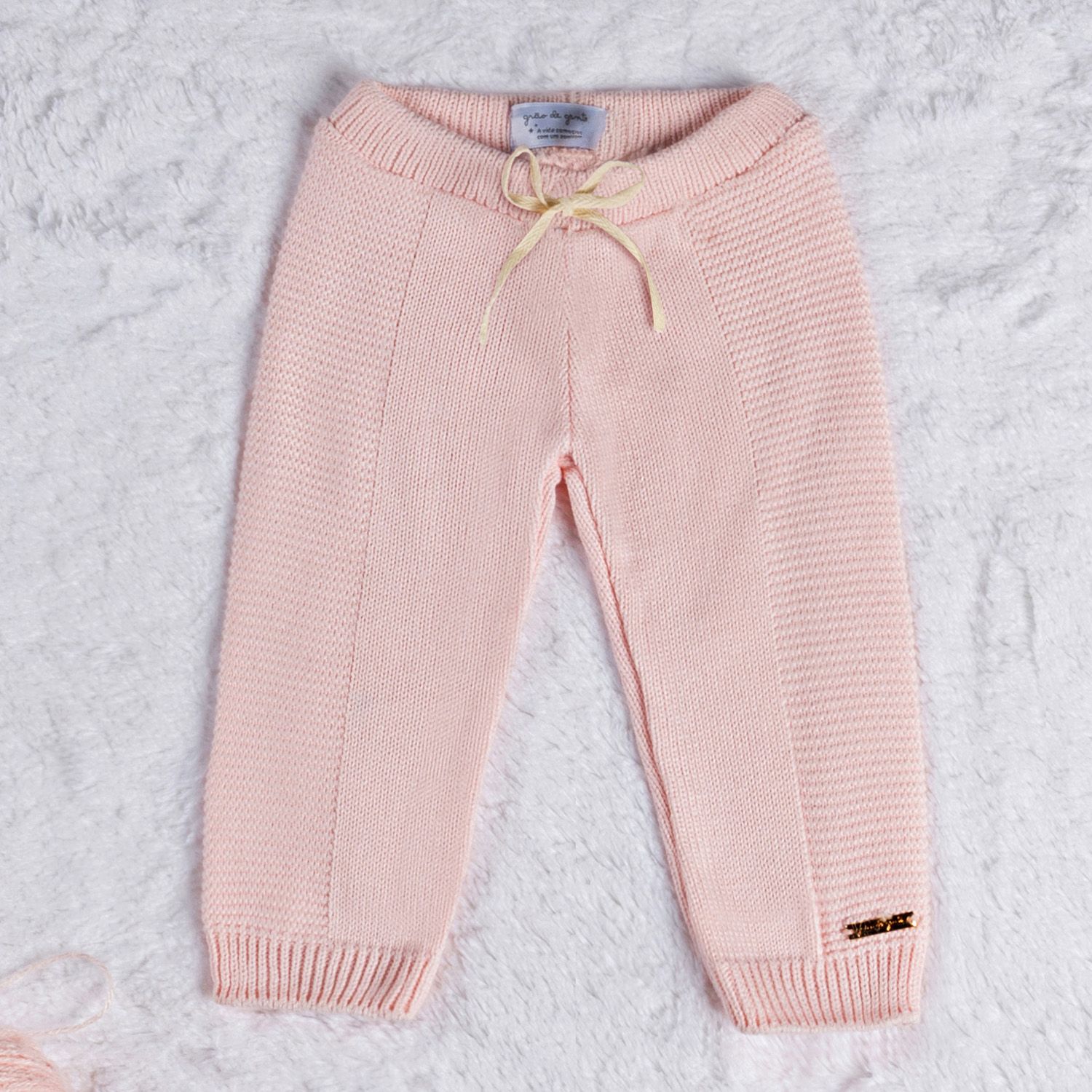 Saída Maternidade Tricot Menina Flor Rosa 02 peças